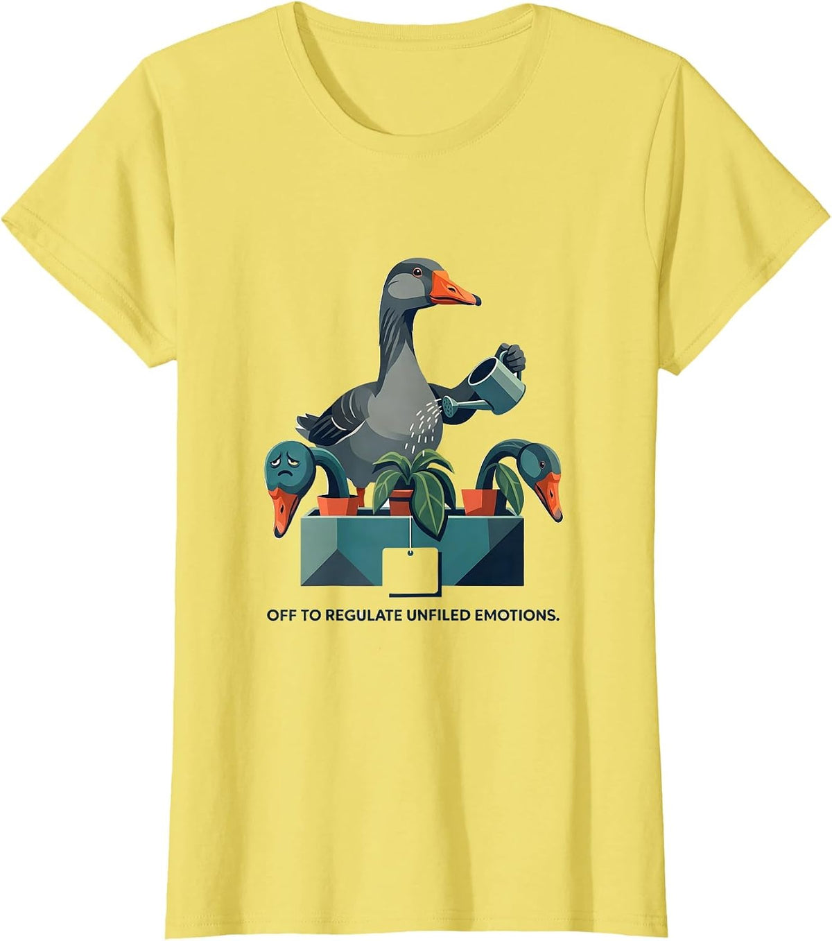 Women's Off to Regulate Unfiled Emotions Dark Humor Mental Health T-Shirt - Lemon Yellow