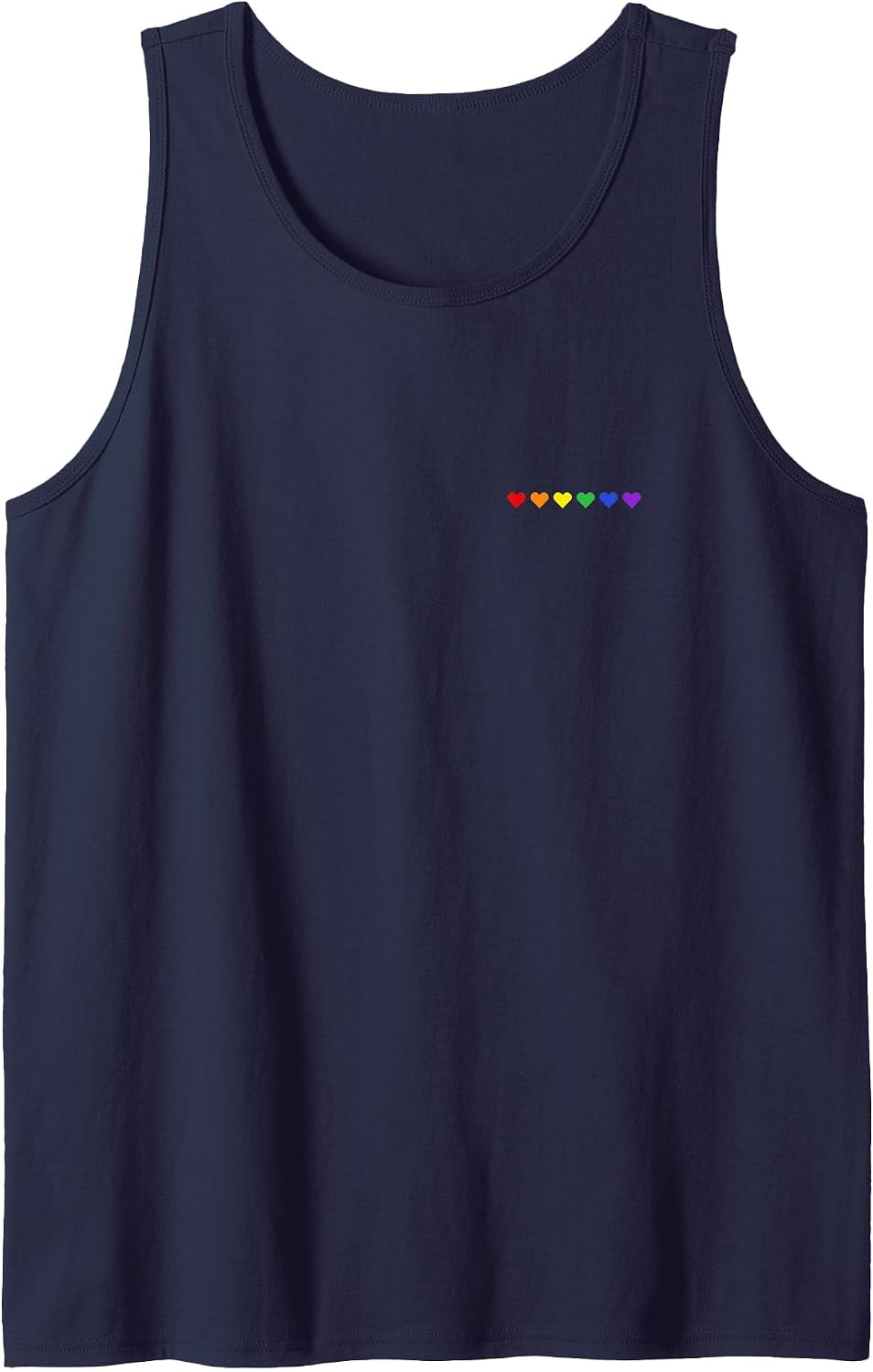 Tiny Rainbow Hearts Subtle Pride Month Flag LGBT Gay Rights Tank Top - Navy Blue