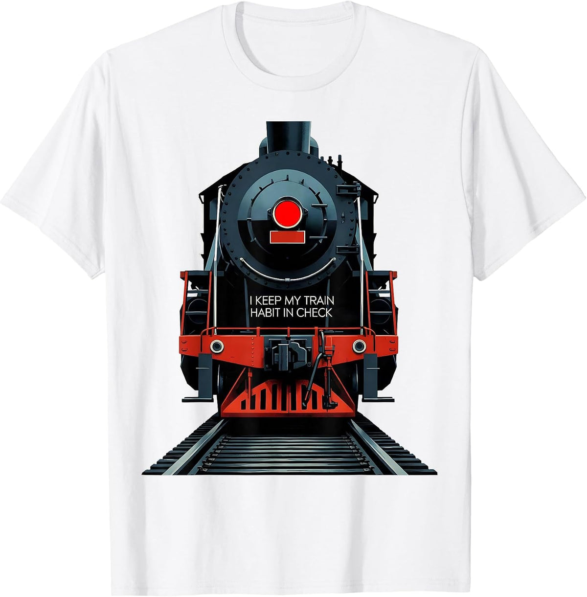 Men's I Keep My Train Habit In Check Funny Train Enthusiast Model T-Shirt - White