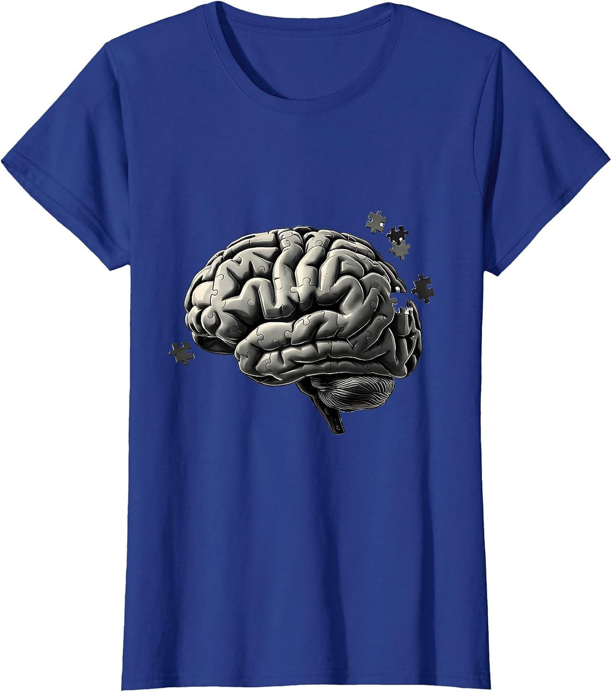 Women's English Teacher Brain Puzzle Pieces Graphic T-Shirt - Royal Blue