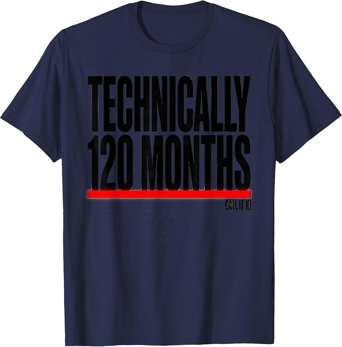 Men's Technically 120 Months Call It 10 Vintage Retro Birthday T-Shirt - Navy Blue