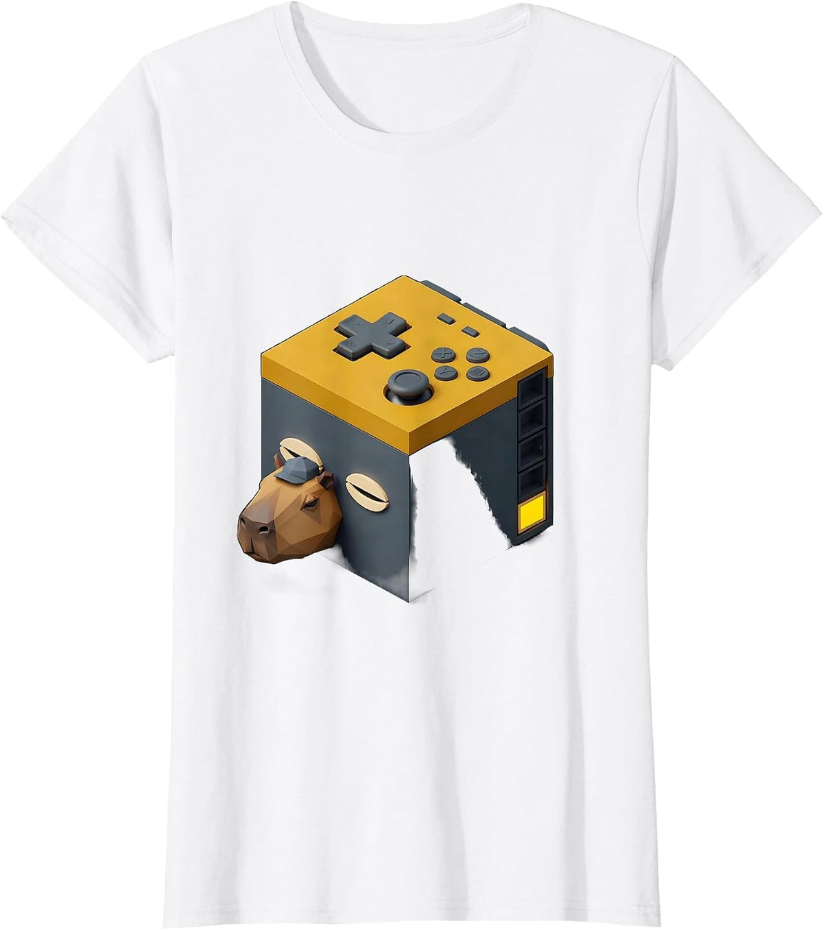 Capybara Gamer Isometric Vector Humor T-Shirt - White