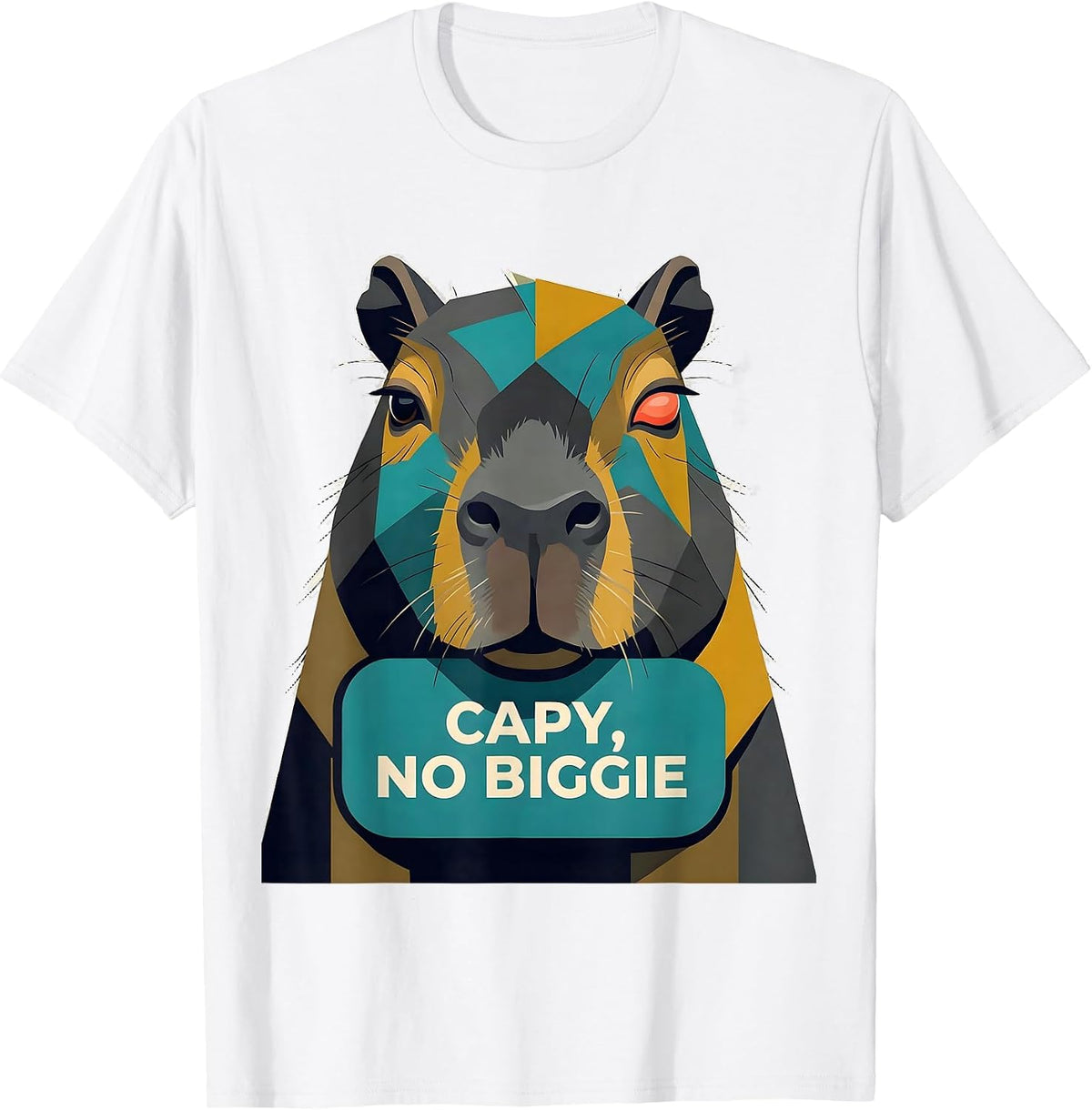 Men's Capy, No Biggie Funny Capybara Meme Gamer Humor T-Shirt - White