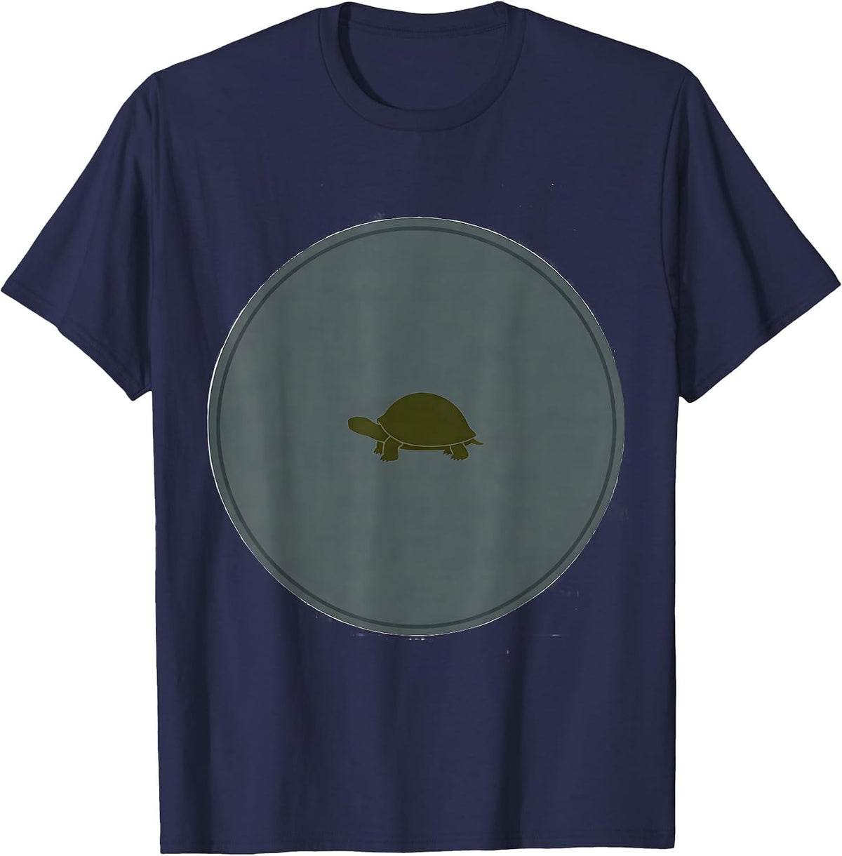 Circular Tortoise Silhouette Funny Turtle Lover Gift T-Shirt - Navy Blue