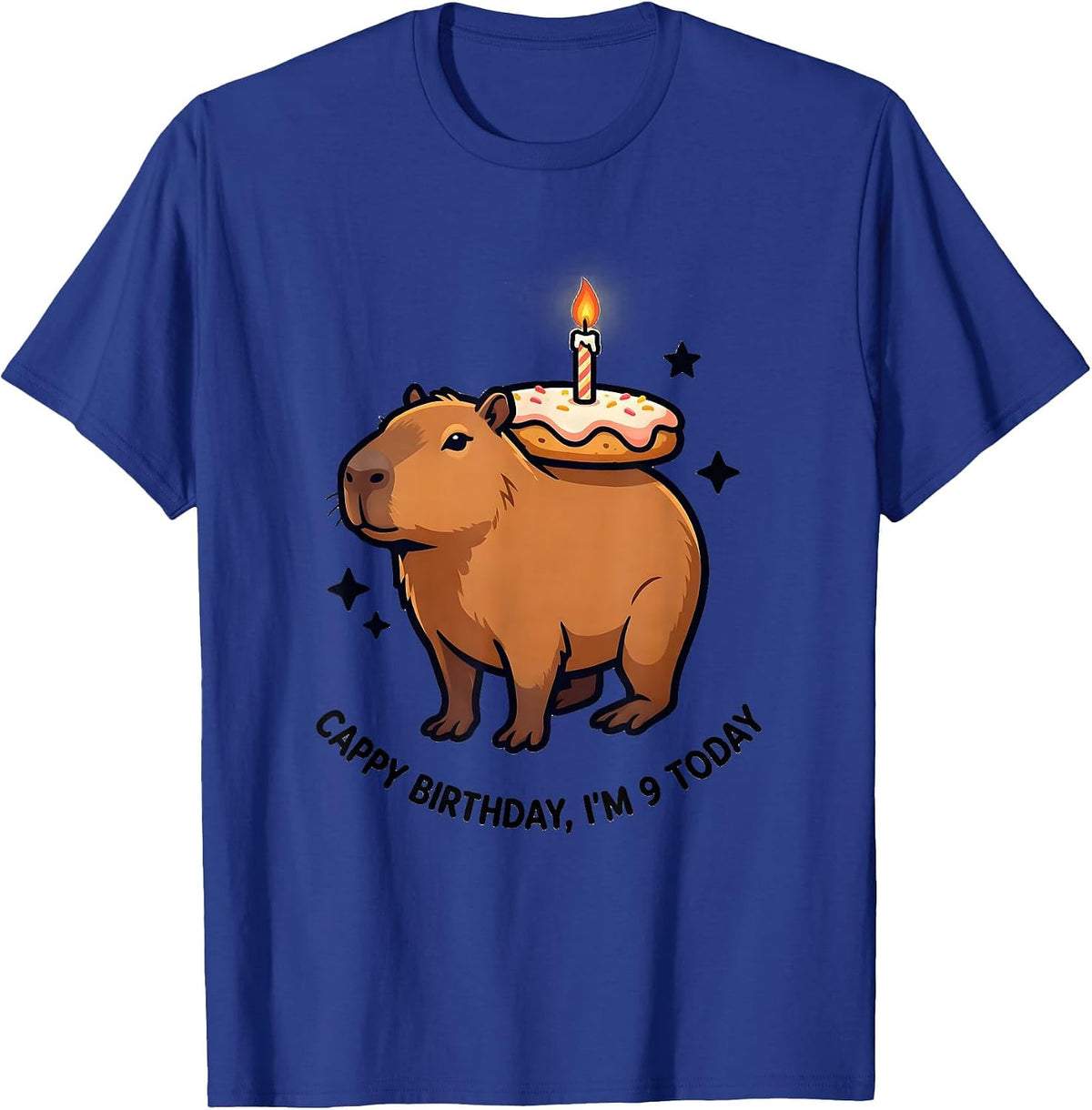 Cappy Birthday I'm 9 Today Funny Capybara Kawaii 9th T-Shirt - Royal Blue