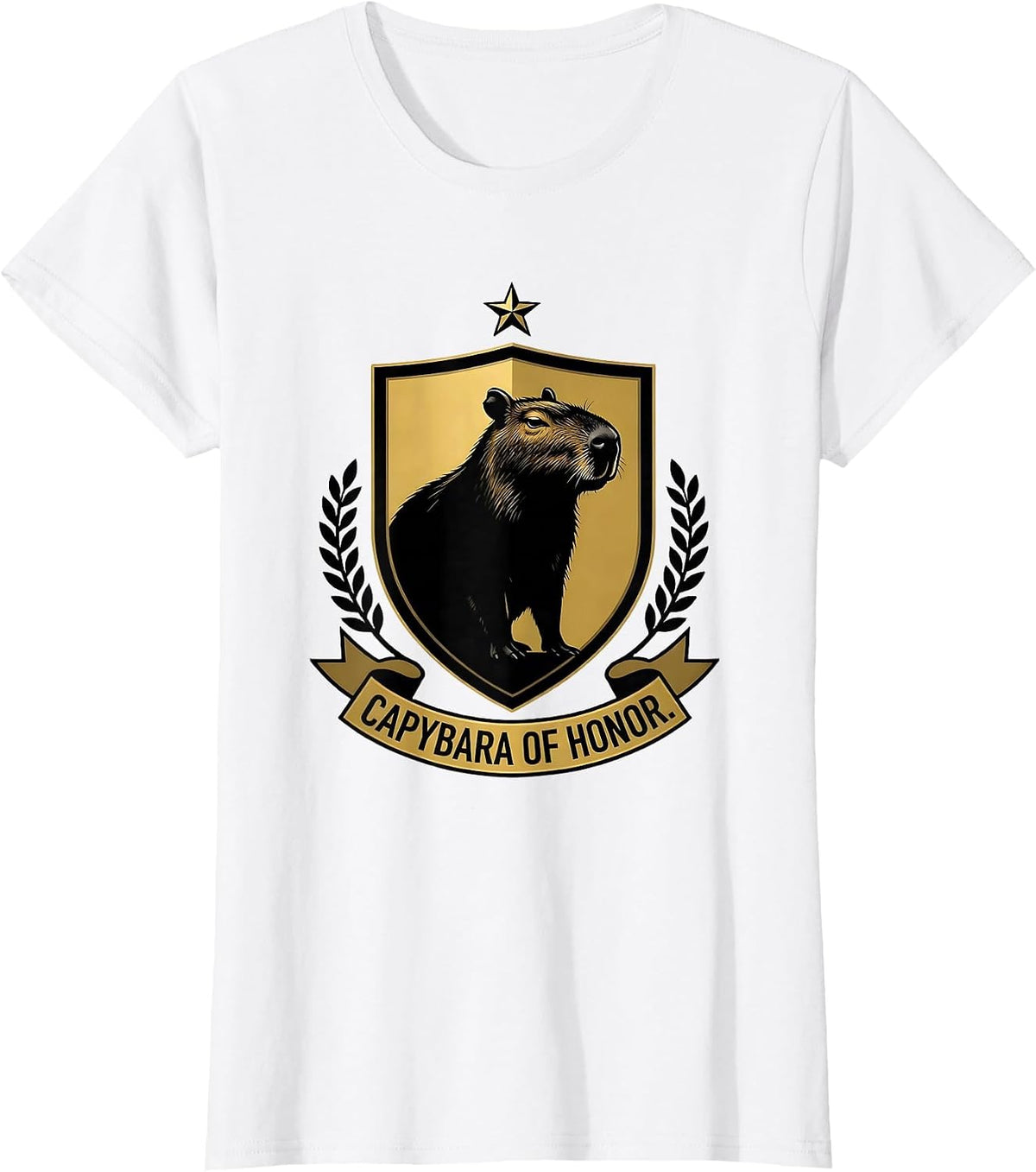 Women's Capybara of Honor Funny Animal Lover Meme Humor T-Shirt - White