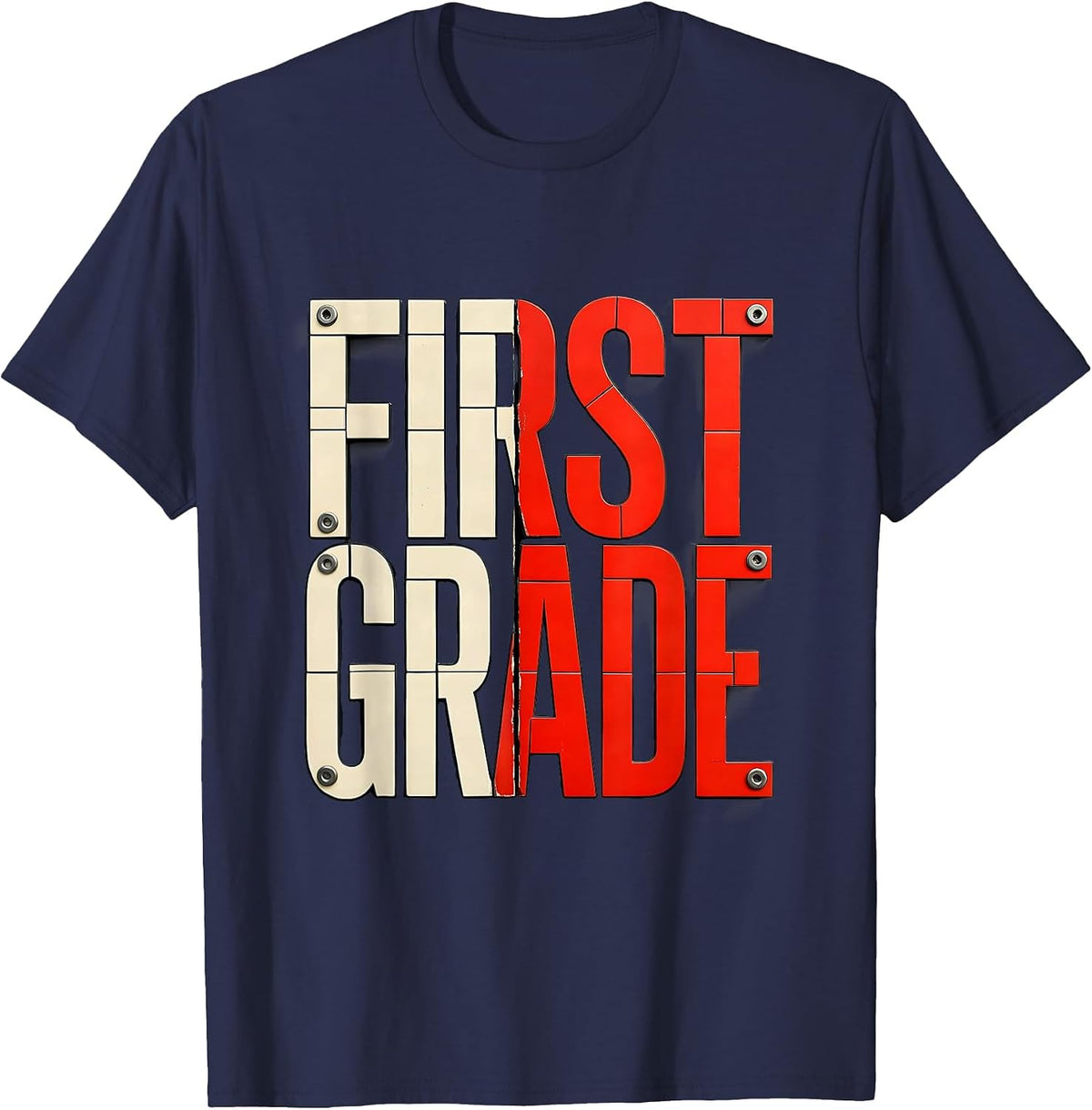 First Grade Camo Back To School Boys Grade Badge T-Shirt - Navy Blue