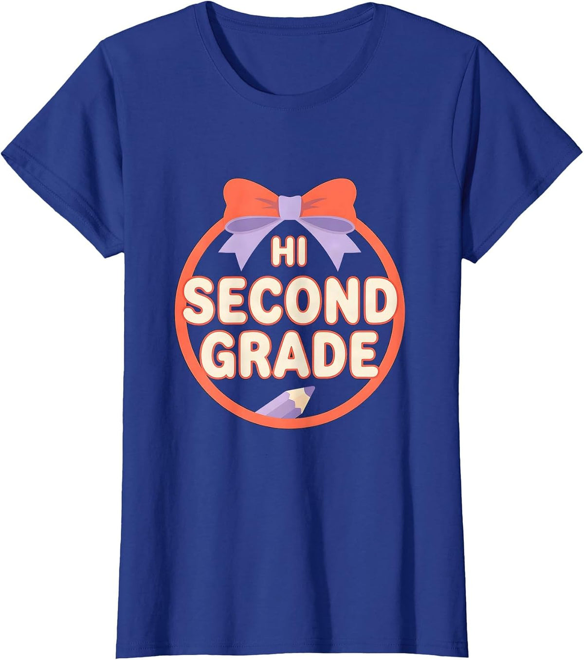 Women's Hi, Second Grade Coquette Bow Back to School Teacher Student T-Shirt - Royal Blue