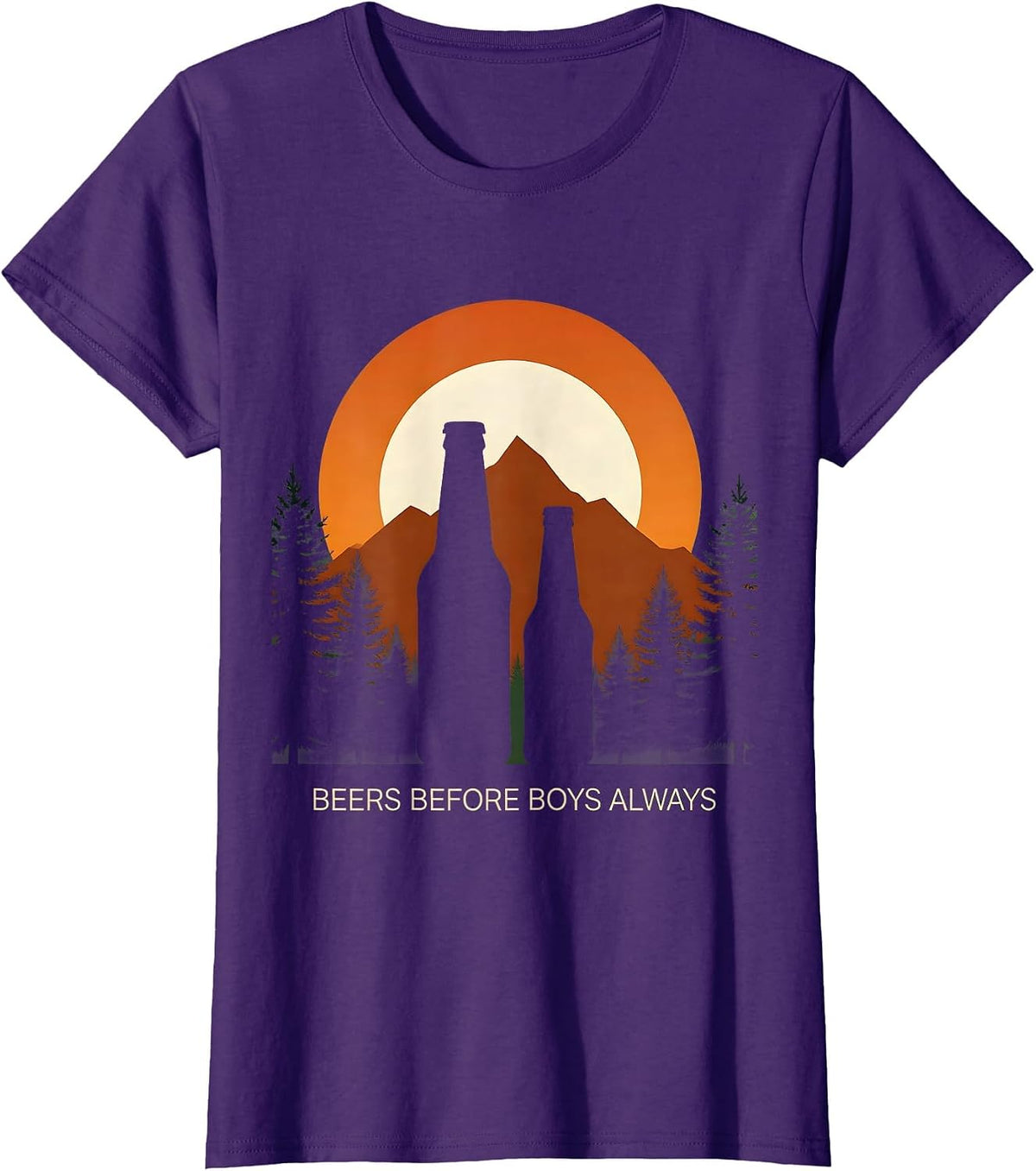 Women's Beers Before Boys Always Funny Beer Lover Design T-Shirt - Purple
