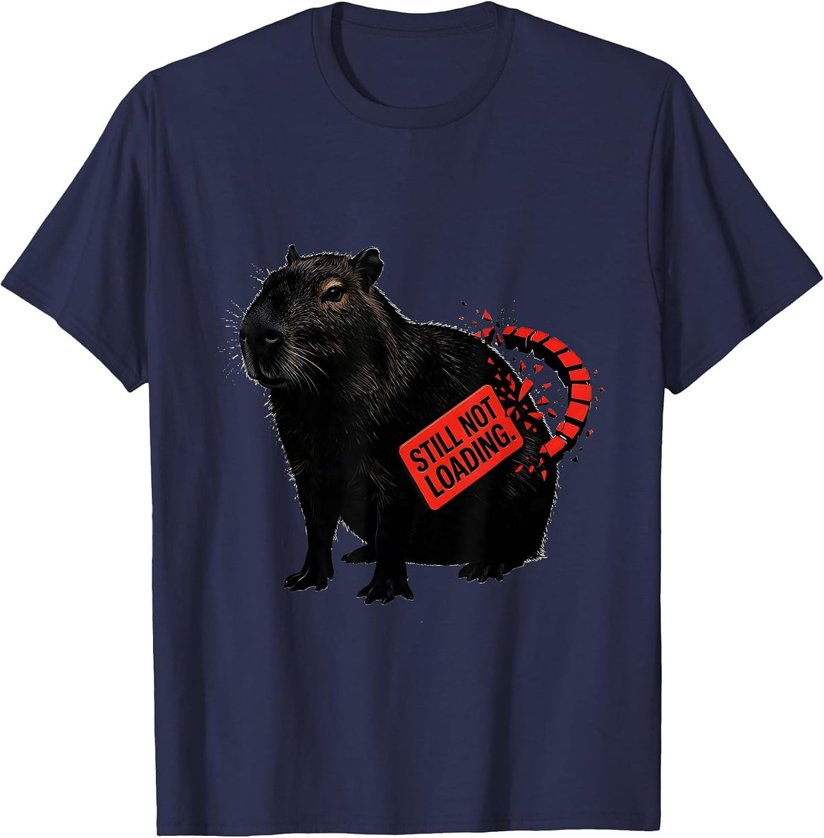 Still Not Loading Funny Capybara Gamer Meme Humor T-Shirt - Navy Blue