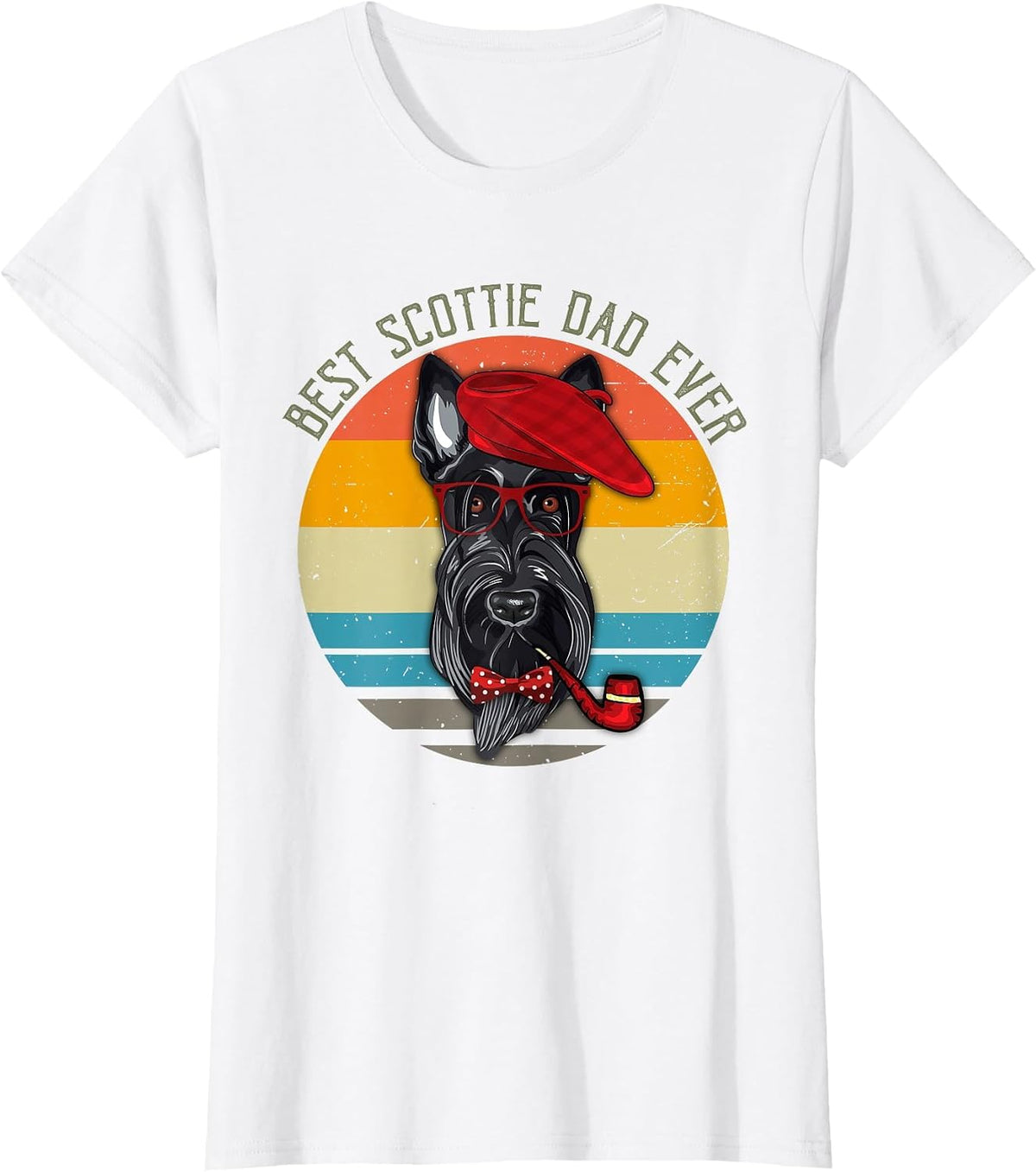 Vintage Retro Funny Best Scottie Dad Ever Dog Lover Mens T-Shirt - White