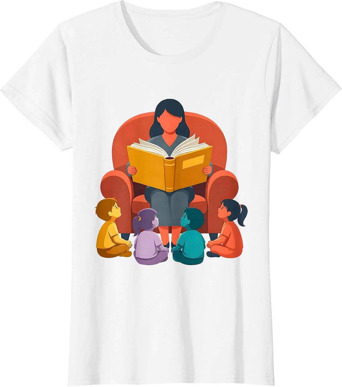 Women's PreK Teacher Reading Storybook to Children Gift T-Shirt - White