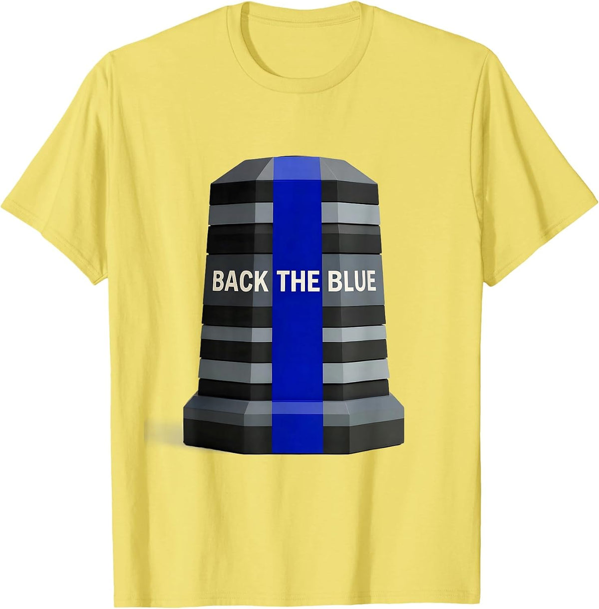 Men's Back The Blue Thin Blue Line Police Support Geometric T-Shirt - Lemon Yellow