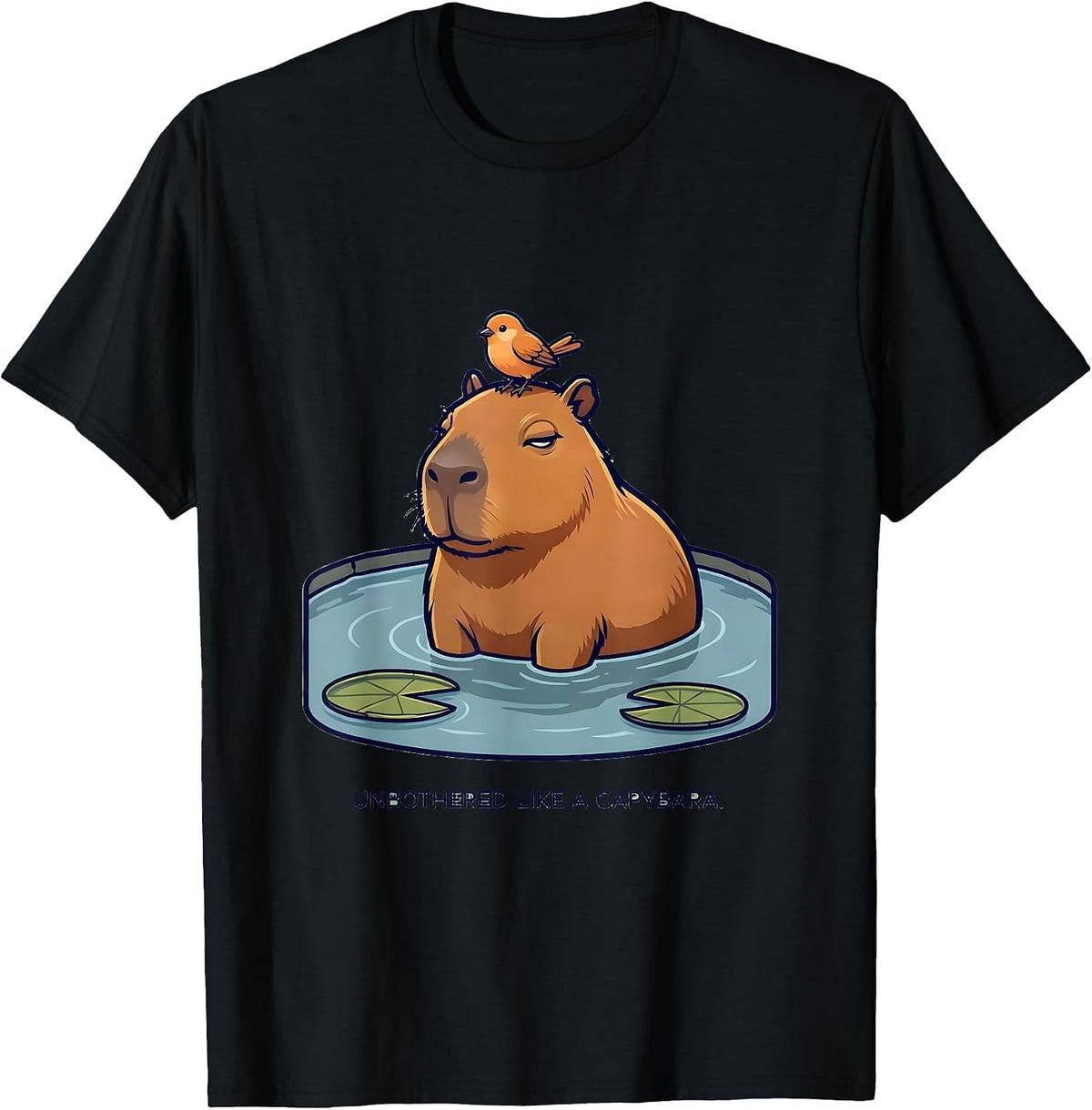Men's Unbothered Like a Capybara Funny Animal Design T-Shirt - Black