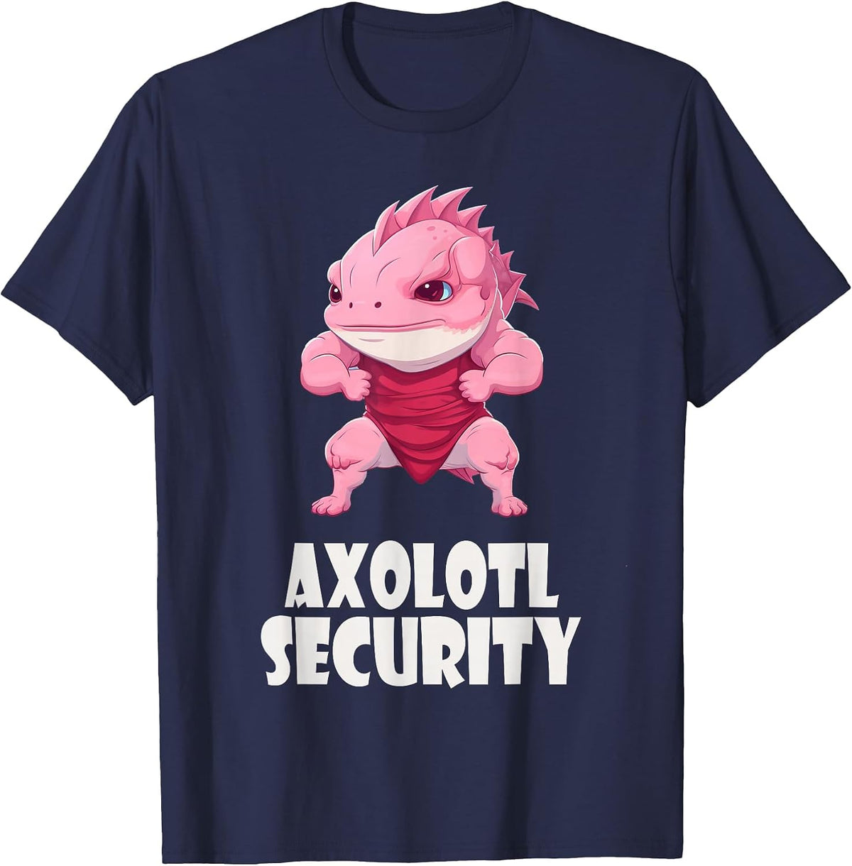 Axolotl Security Funny Muscles Axolotl Cute Halloween T-Shirt - Navy Blue