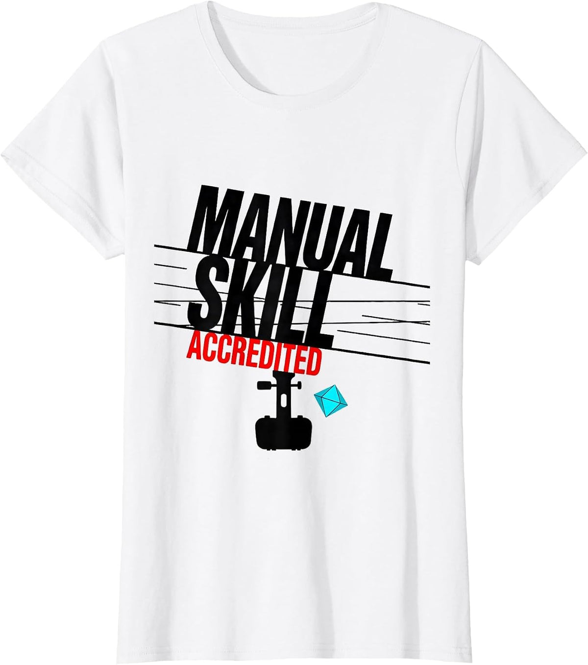 Manual Skill Accredited New Wave Typography Car Guy Stick T-Shirt - White