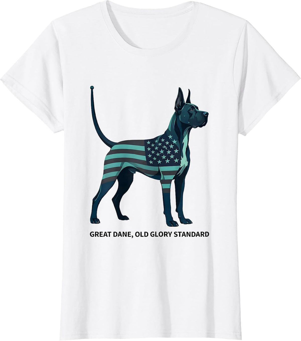 Women's Great Dane Old Glory Standard Midcentury Modern Patriotic T-Shirt - White