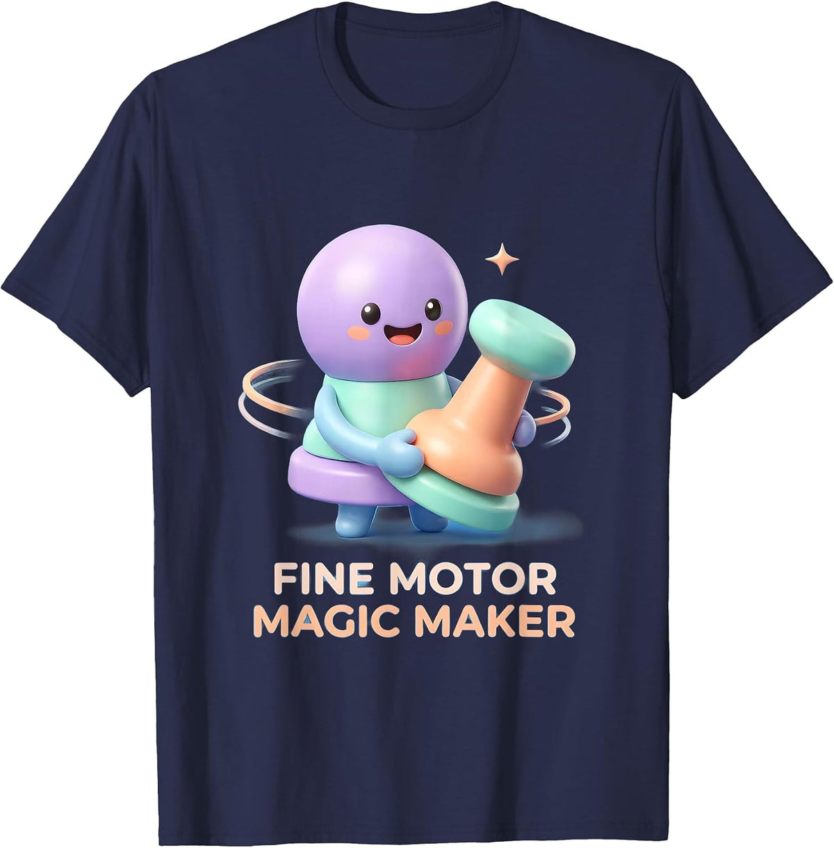 Fine Motor Magic Maker Cute Kawaii Occupational Therapy T-Shirt - Navy Blue