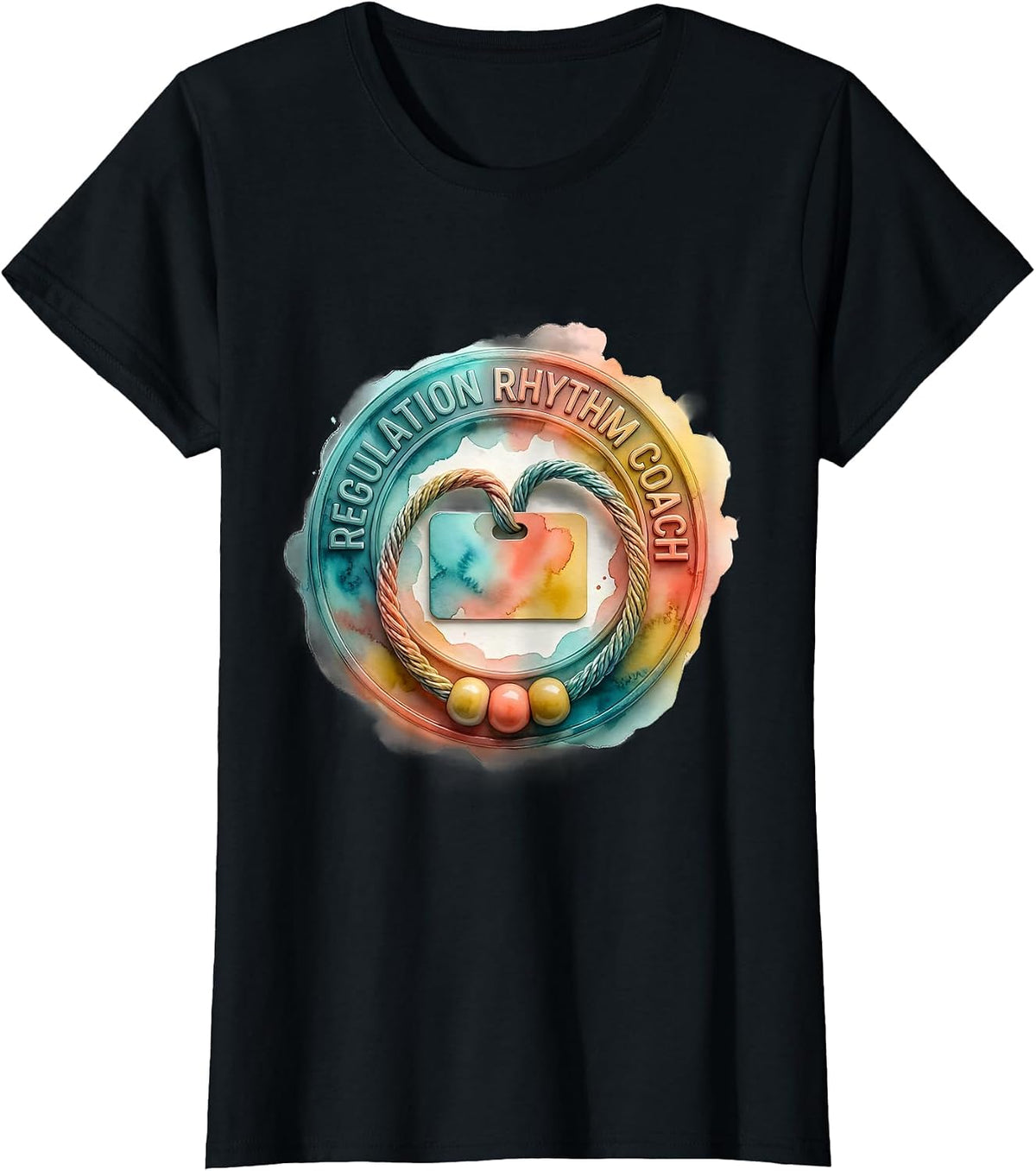 Regulation Rhythm Coach Watercolor Occupational Therapy T-Shirt - Black