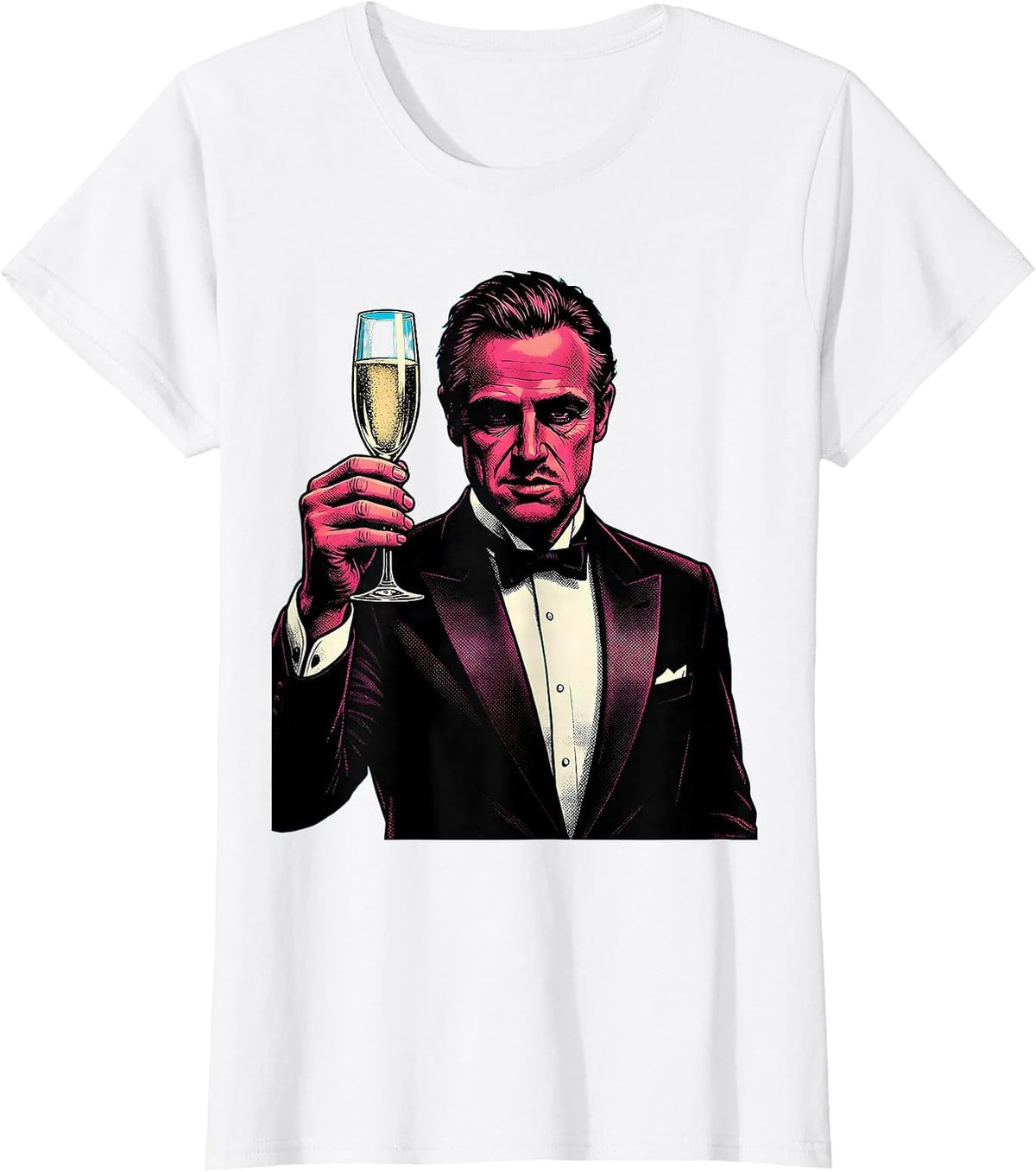 Dapper Tuxedo Champagne Glass Graphic T-Shirt - White