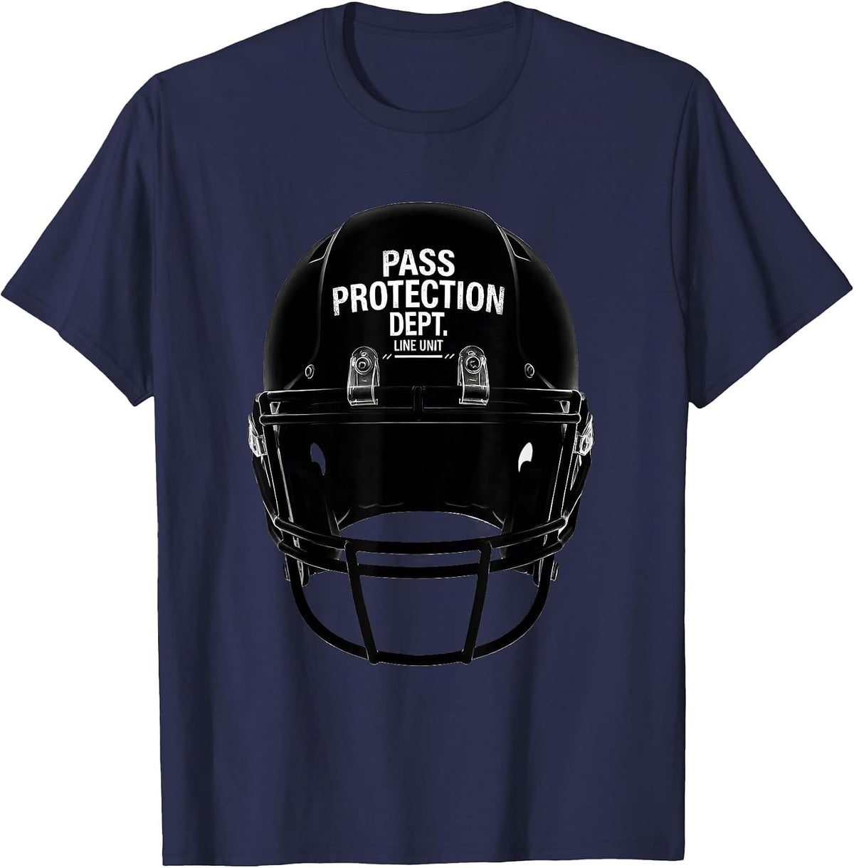 Men's Pass Protection Dept. Line Unit Funny Football Lineman Humor T-Shirt - Navy Blue