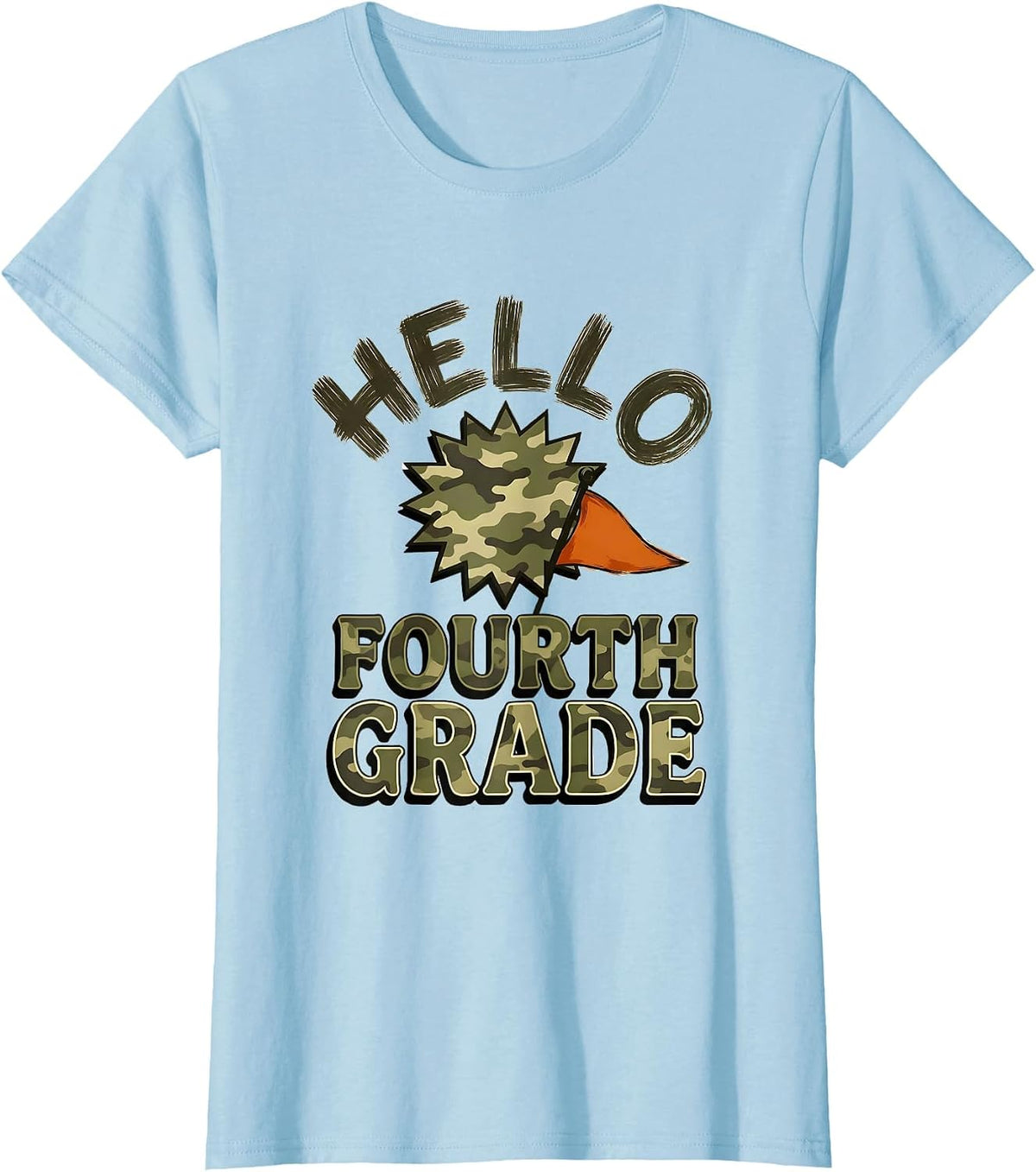 Women's Hello Fourth Grade Camo Back To School Teacher Boys T-Shirt - Baby Blue