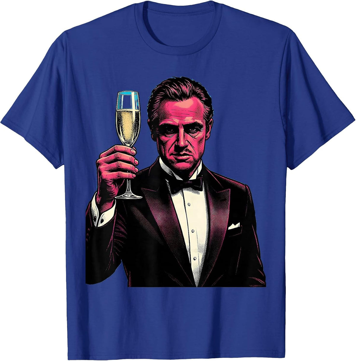 Dapper Tuxedo Champagne Glass Graphic T-Shirt - Royal Blue