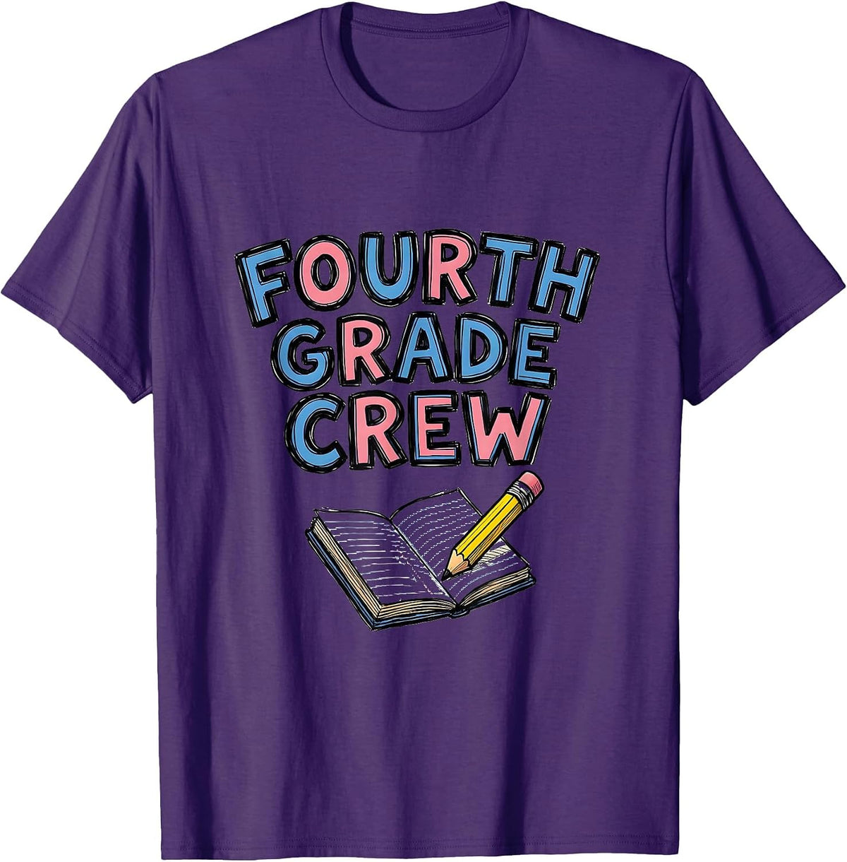 Men's Fourth Grade Crew Back to School Teacher Student Kids T-Shirt - Purple