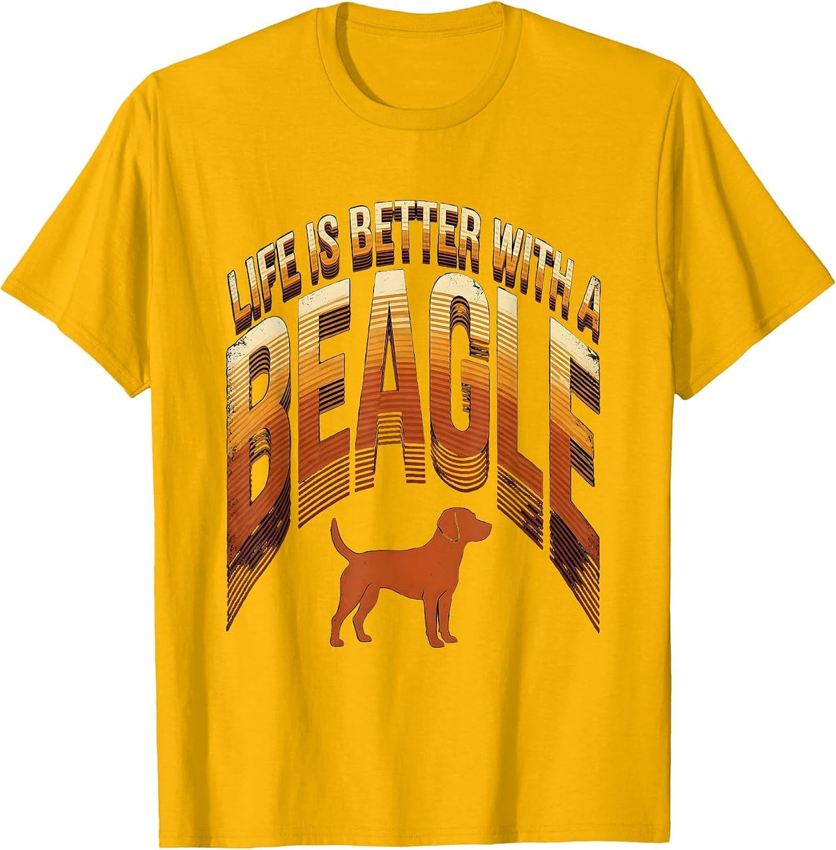 Life Is Better With A Beagle Vintage Retro Dog Lover T-Shirt - Golden Yellow