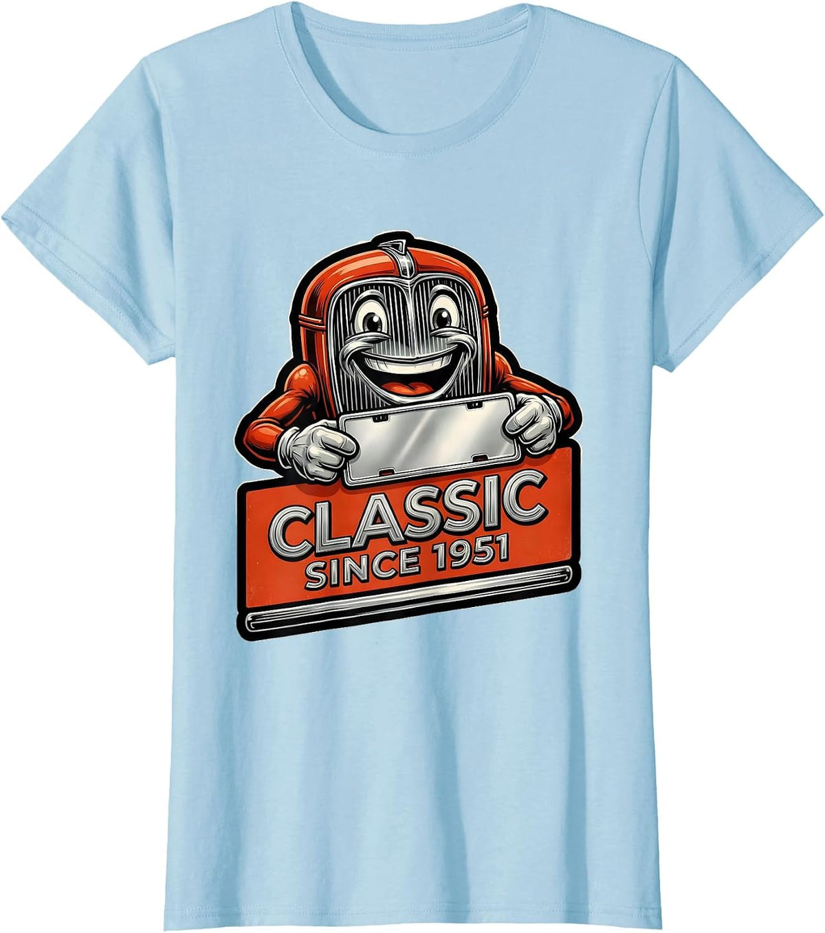 Classic Since 1951 Retro Car Birthday Pun Vintage Garage T-Shirt - Baby Blue