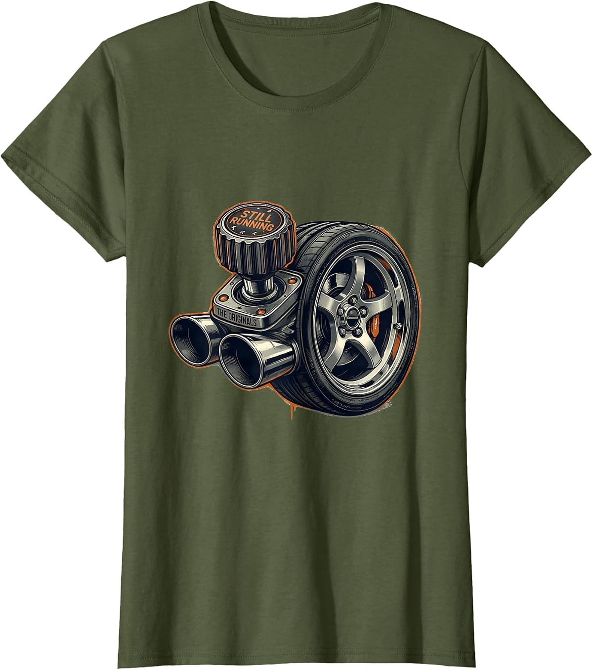 Women's Still Running The Originals Funny Grandpa Classic Car Guy T-Shirt - Olive Green