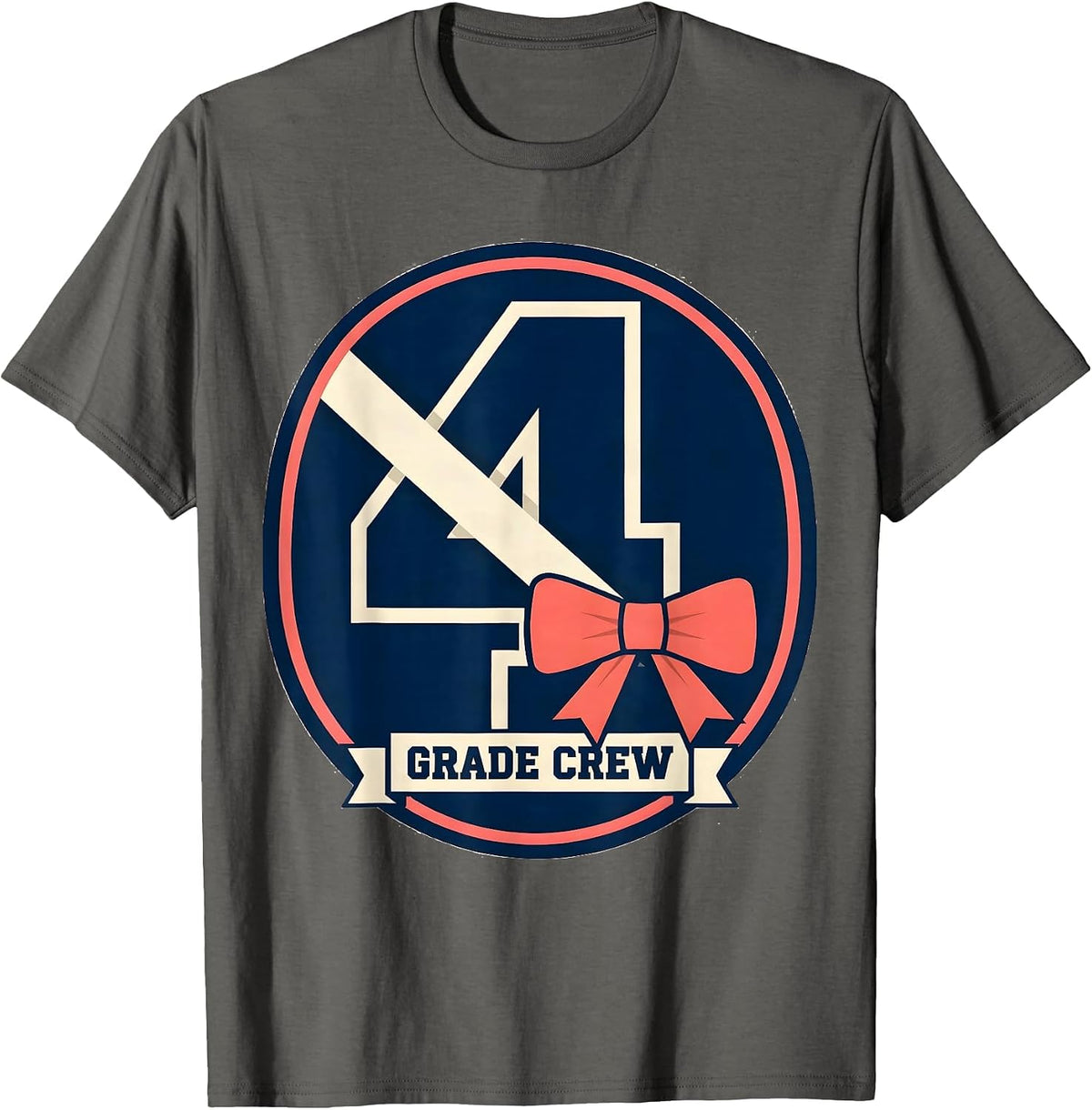 Men's 4th Grade Crew Sports Back to School Coquette Bow T-Shirt - Asphalt Grey
