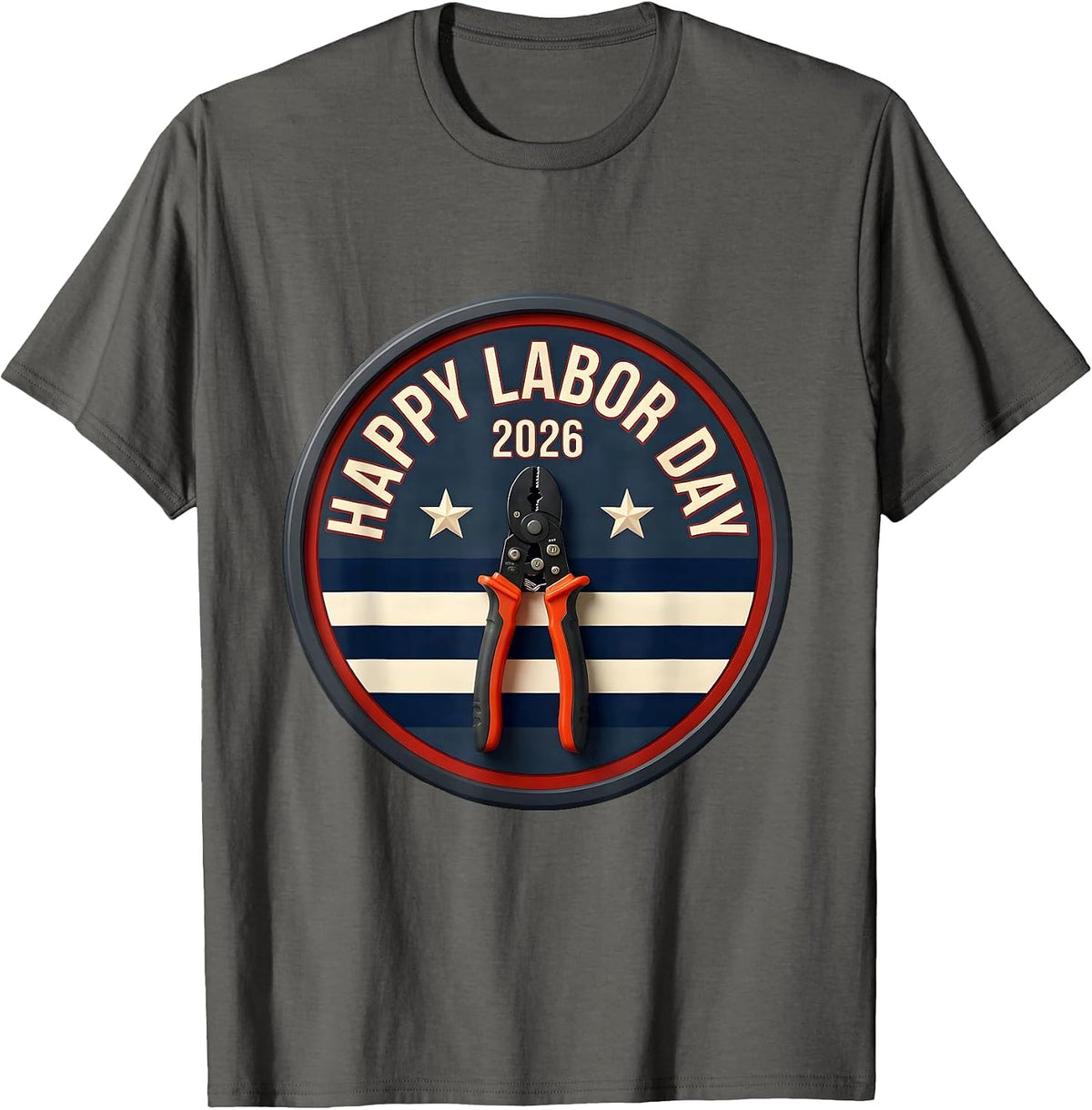 Happy Labor Day 2026 Patriotic Union Worker Gift T-Shirt - Asphalt Grey
