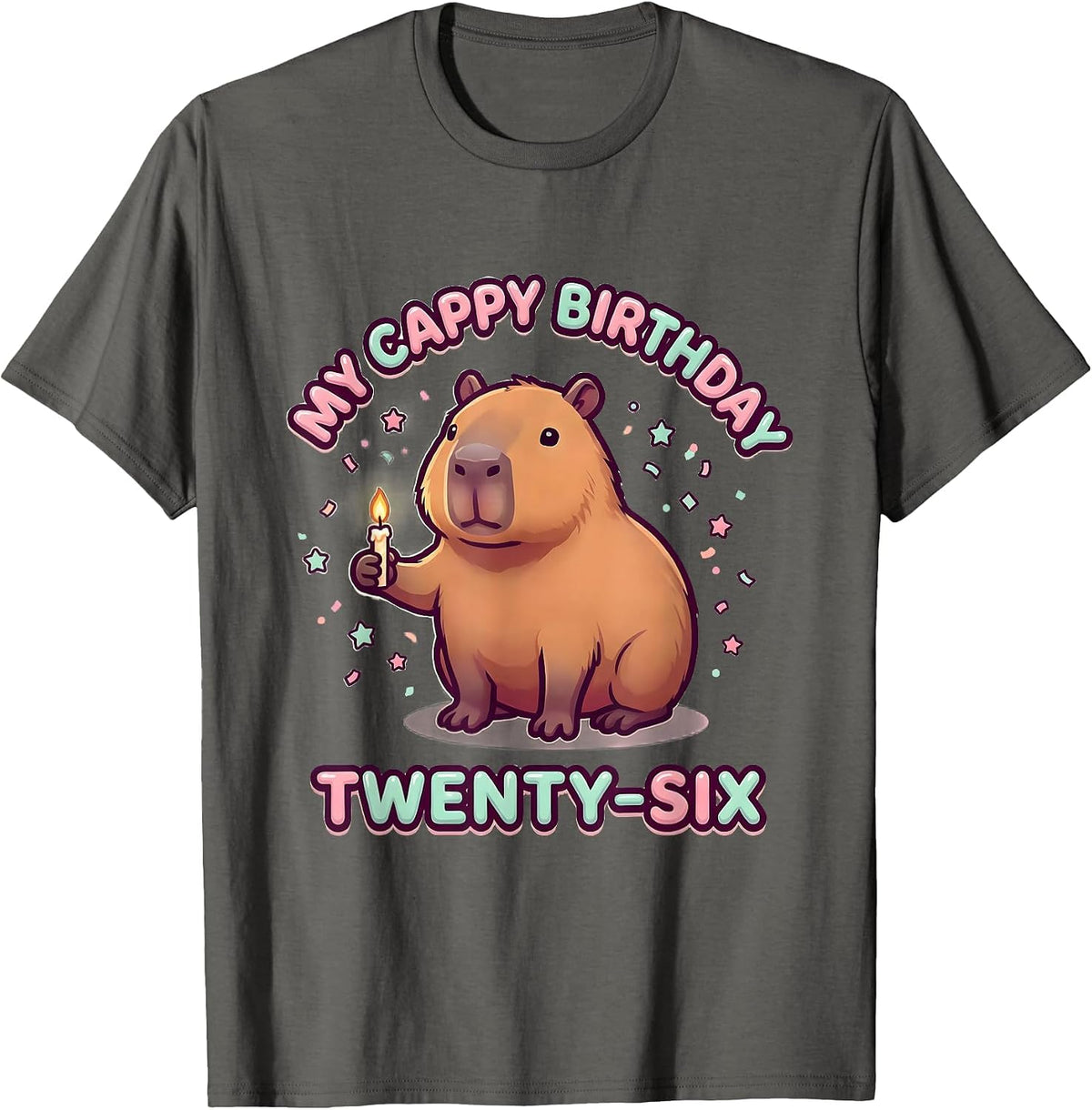 My Cappy Birthday Twenty-Six Cute Kawaii Capybara Birthday T-Shirt - Asphalt Grey