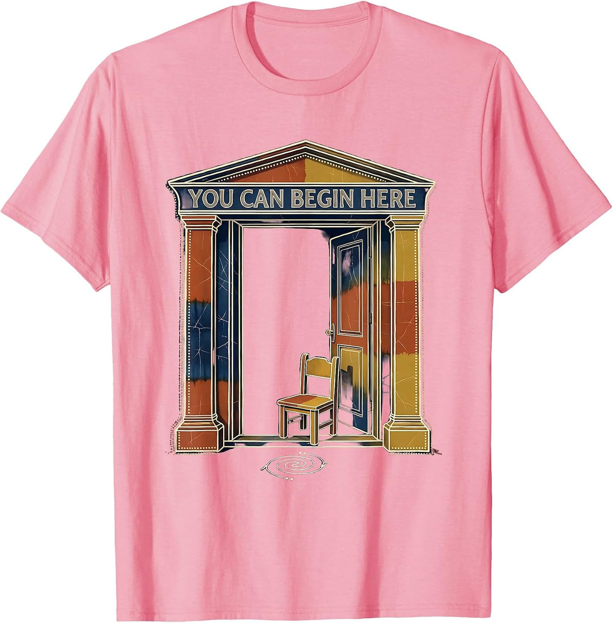 Men's You Can Begin Here Supportive Mental Health Counselor T-Shirt - Pink