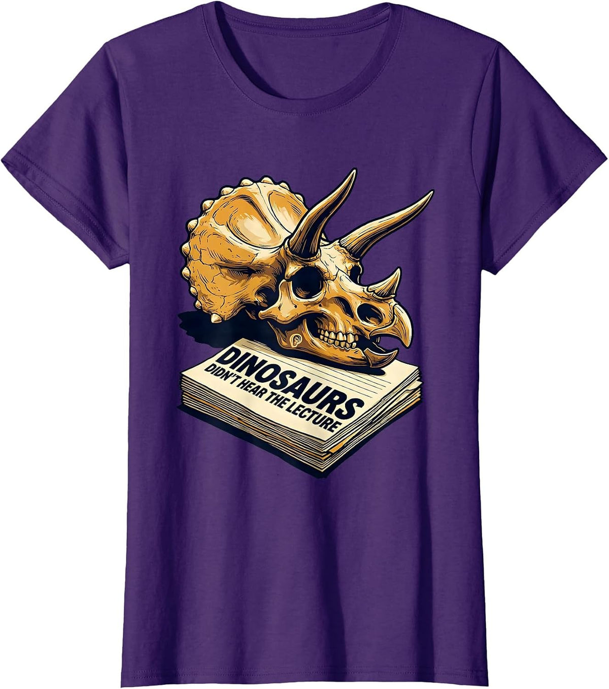 Women's Dinosaurs Didn't Hear The Lecture Funny Teacher Book Lover T-Shirt - Purple