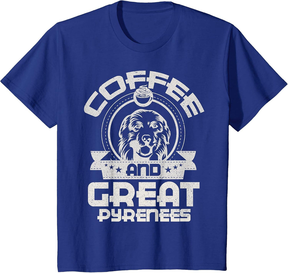 Coffee and Great Pyrenees Coffee Drinking Dog Holder Love T-Shirt - Royal Blue