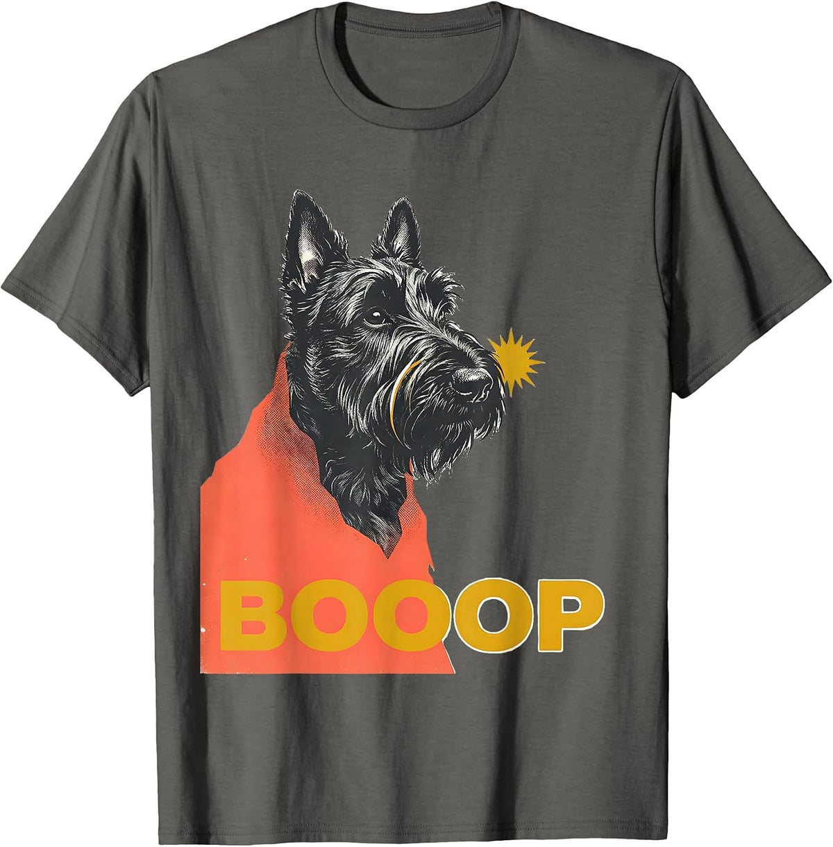 Booop Midcentury Modern Ghost Dog Halloween Dog Mom Humor T-Shirt - Asphalt Grey