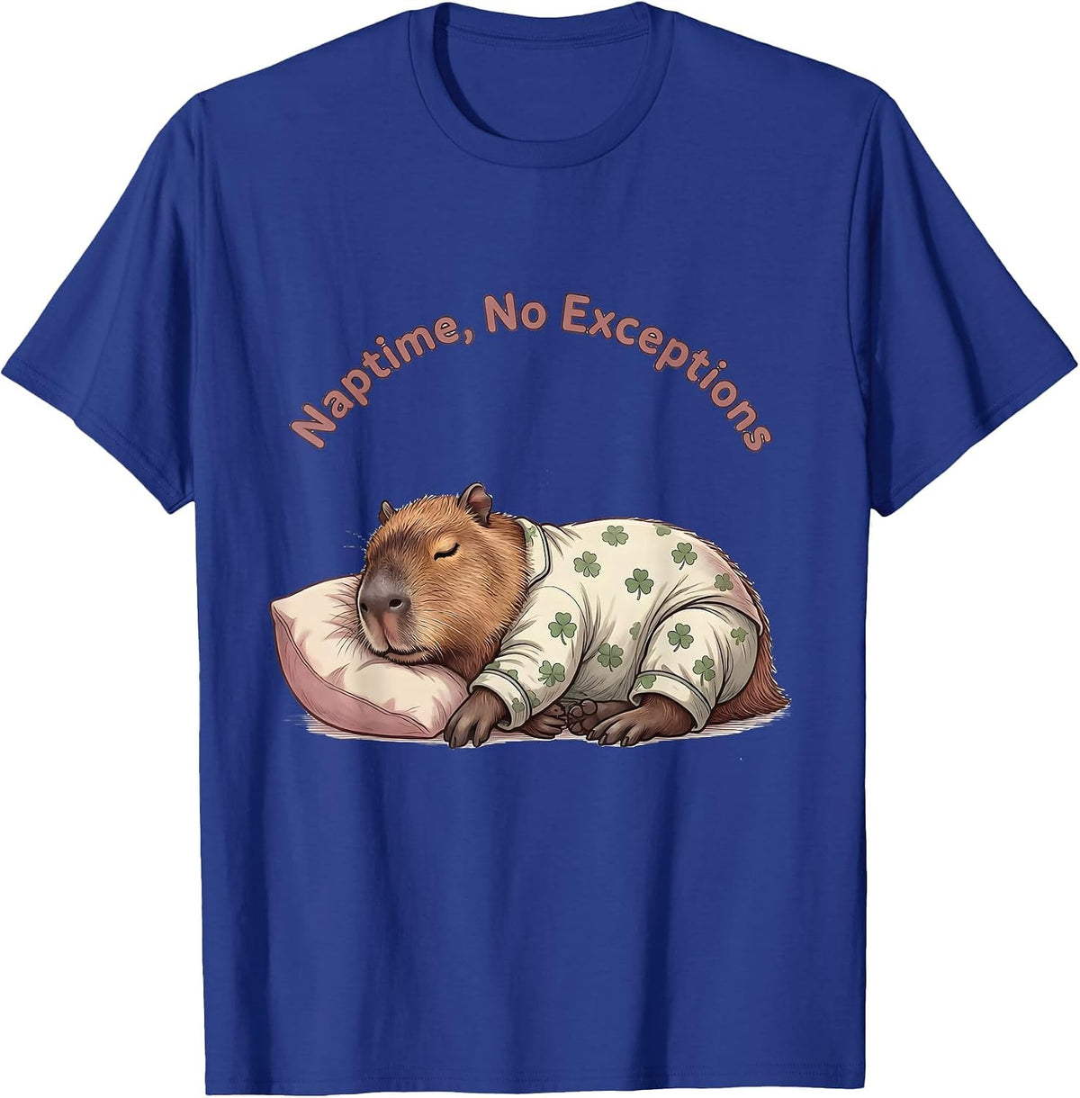 Men's Naptime No Exceptions Cute Kawaii Capybara Pajama Gift T-Shirt - Royal Blue