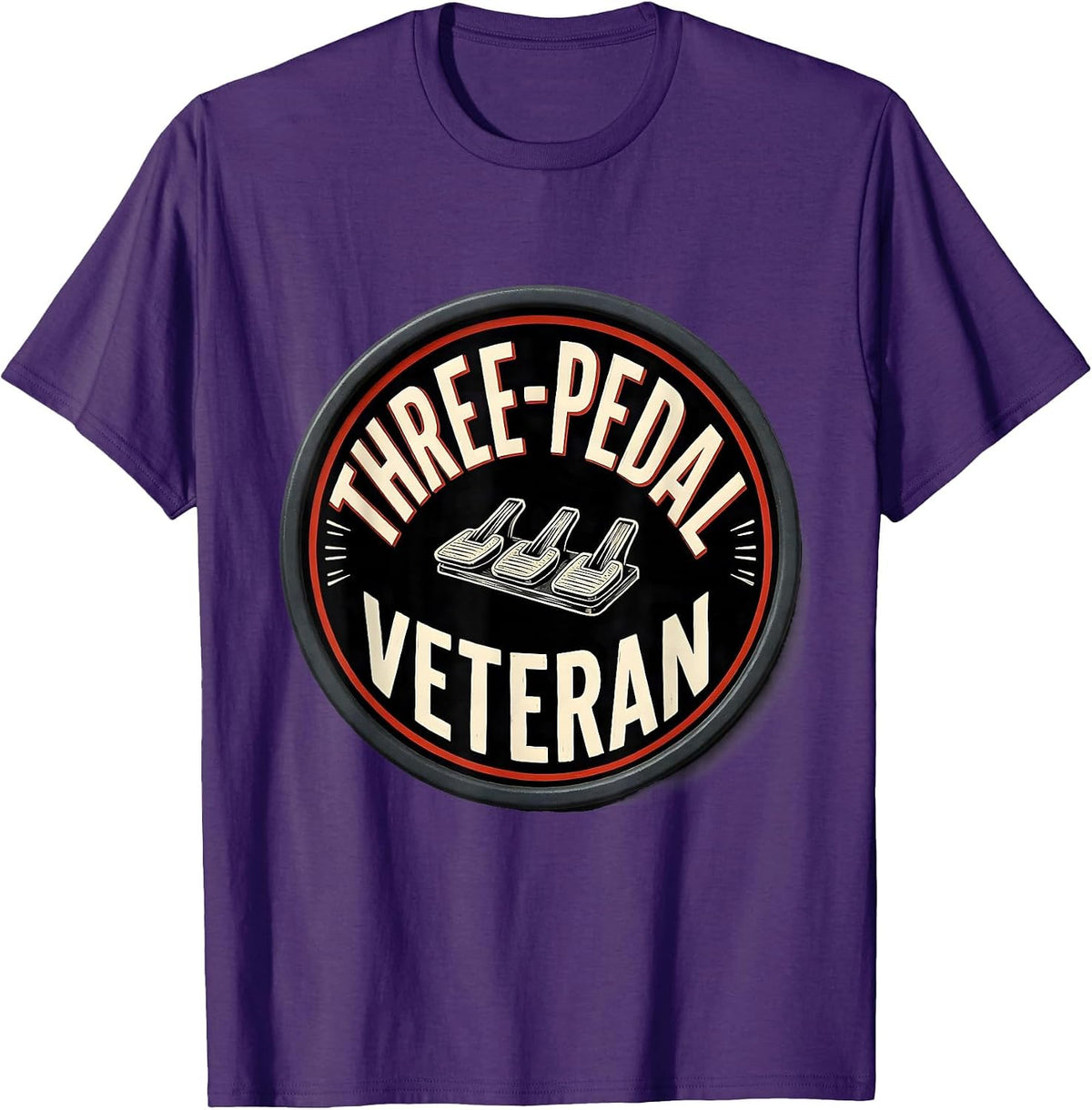 Men's Three-Pedal Veteran Manual Transmission Car Guy Humor T-Shirt - Purple