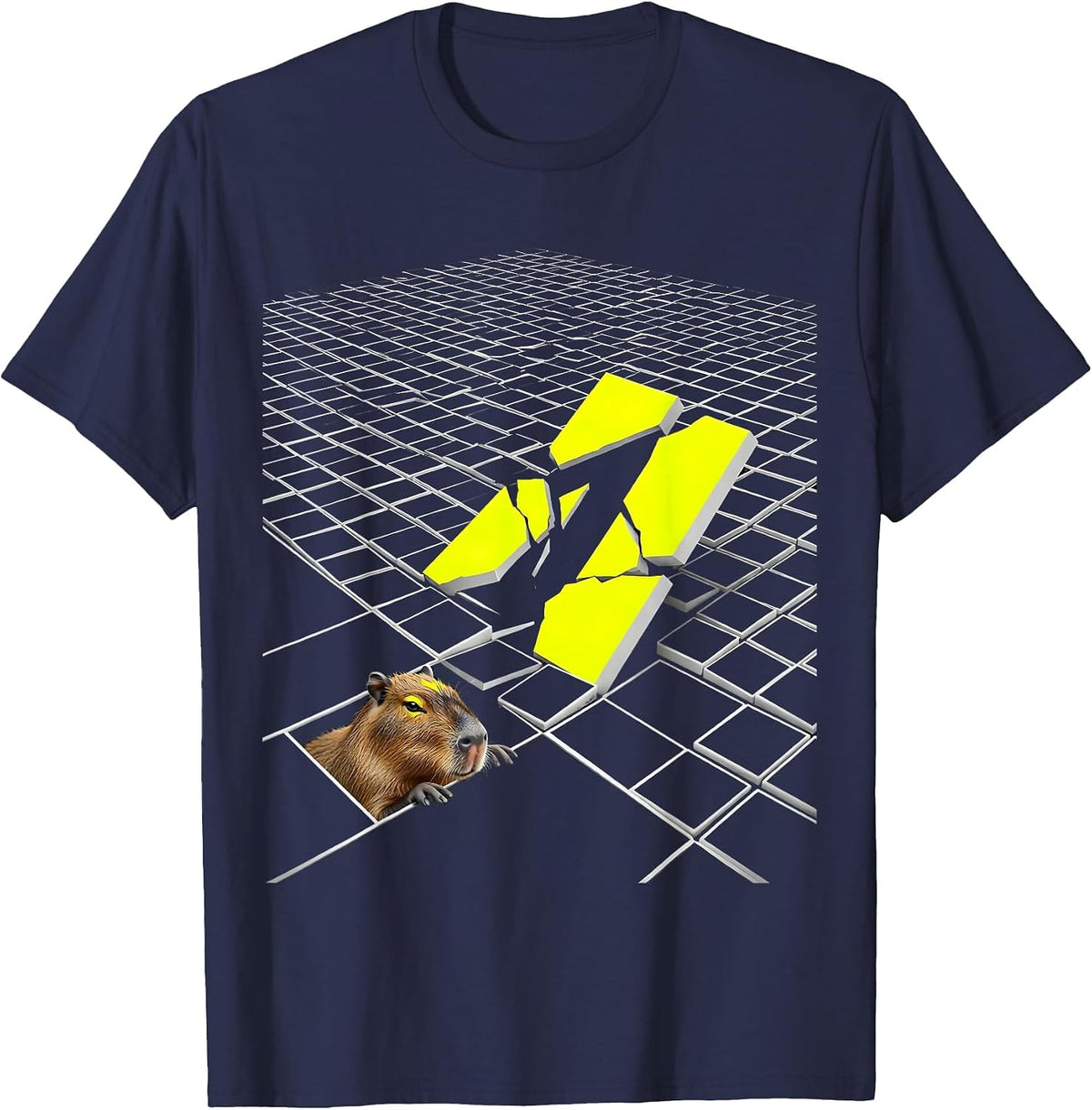 Men's Capybara Gamer Meme Funny Video Games T-Shirt - Navy Blue