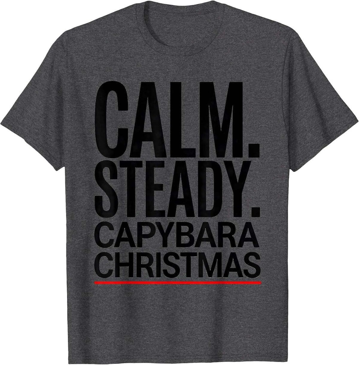 Calm Steady Capybara Christmas Cute Holiday Humor T-Shirt - Dark Heather Grey