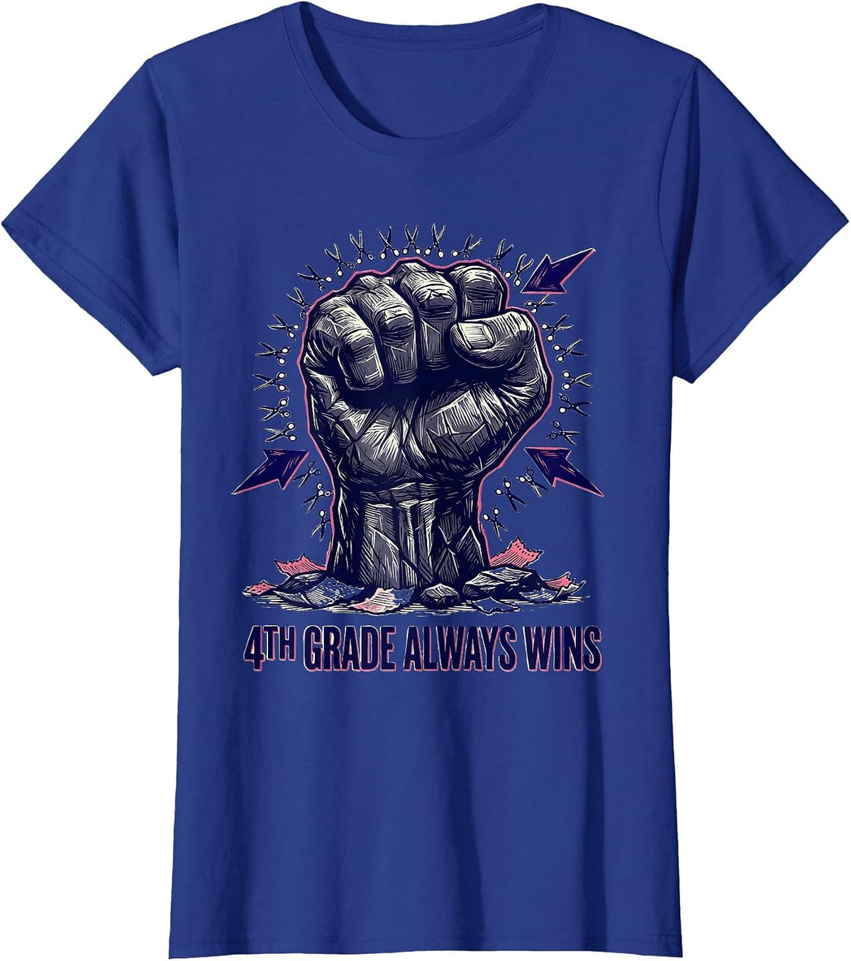 Women's 4th Grade Always Wins Funny Back To School Kids Teachers T-Shirt - Royal Blue