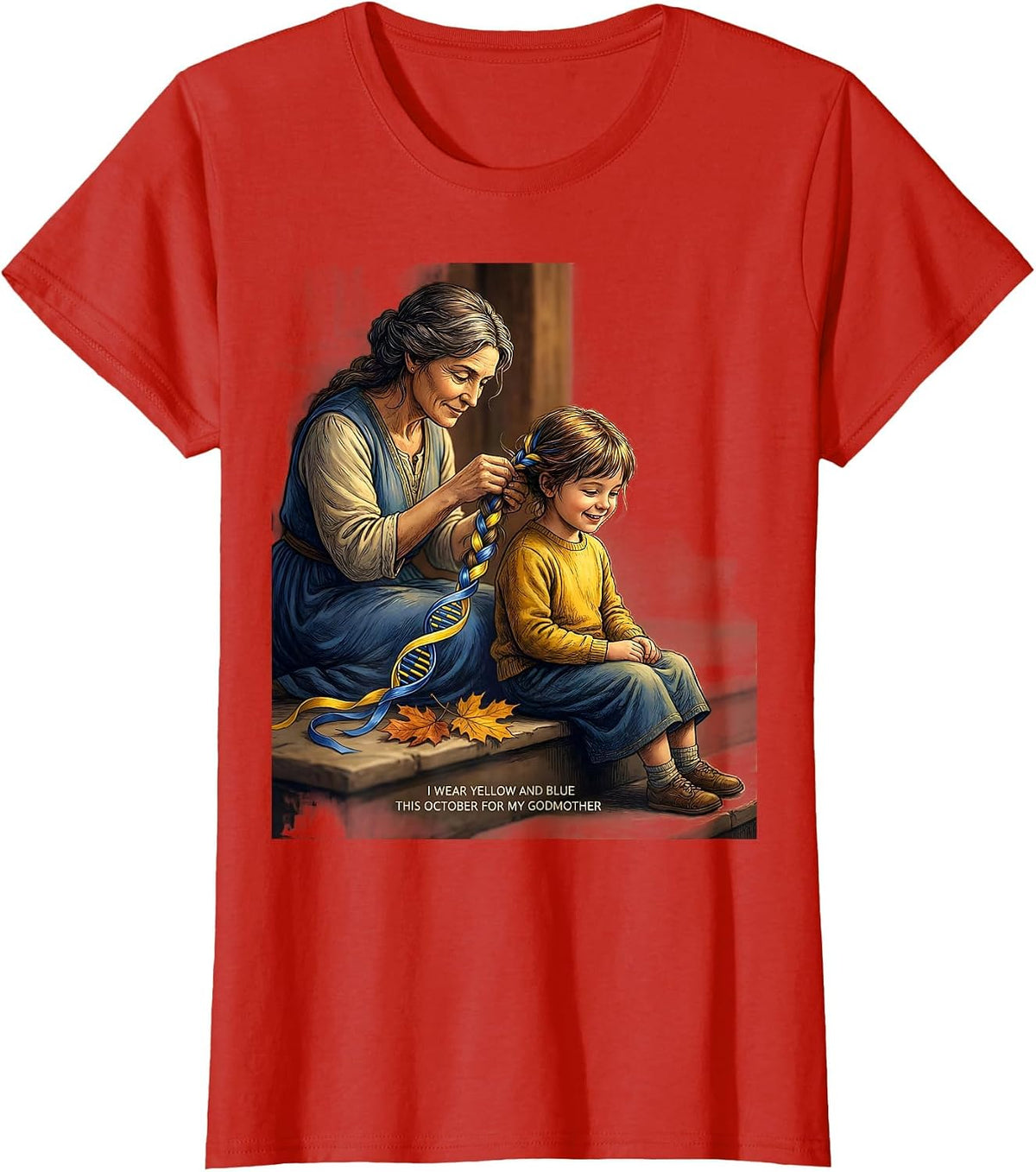I Wear Yellow And Blue This October For My Godmother T-Shirt - Red