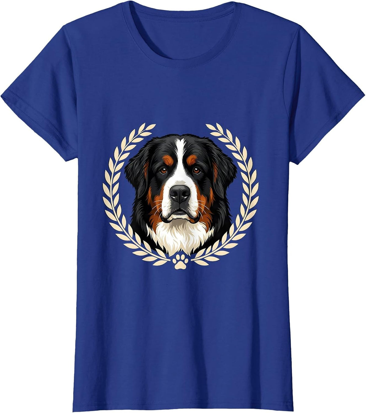 Women's Bernese Mountain Dog Breed Emblem Pet Lover Humor T-Shirt - Royal Blue