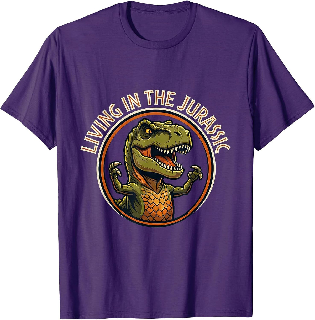 Men's Living in the Jurassic Dinosaur Boys Design T-Shirt - Purple