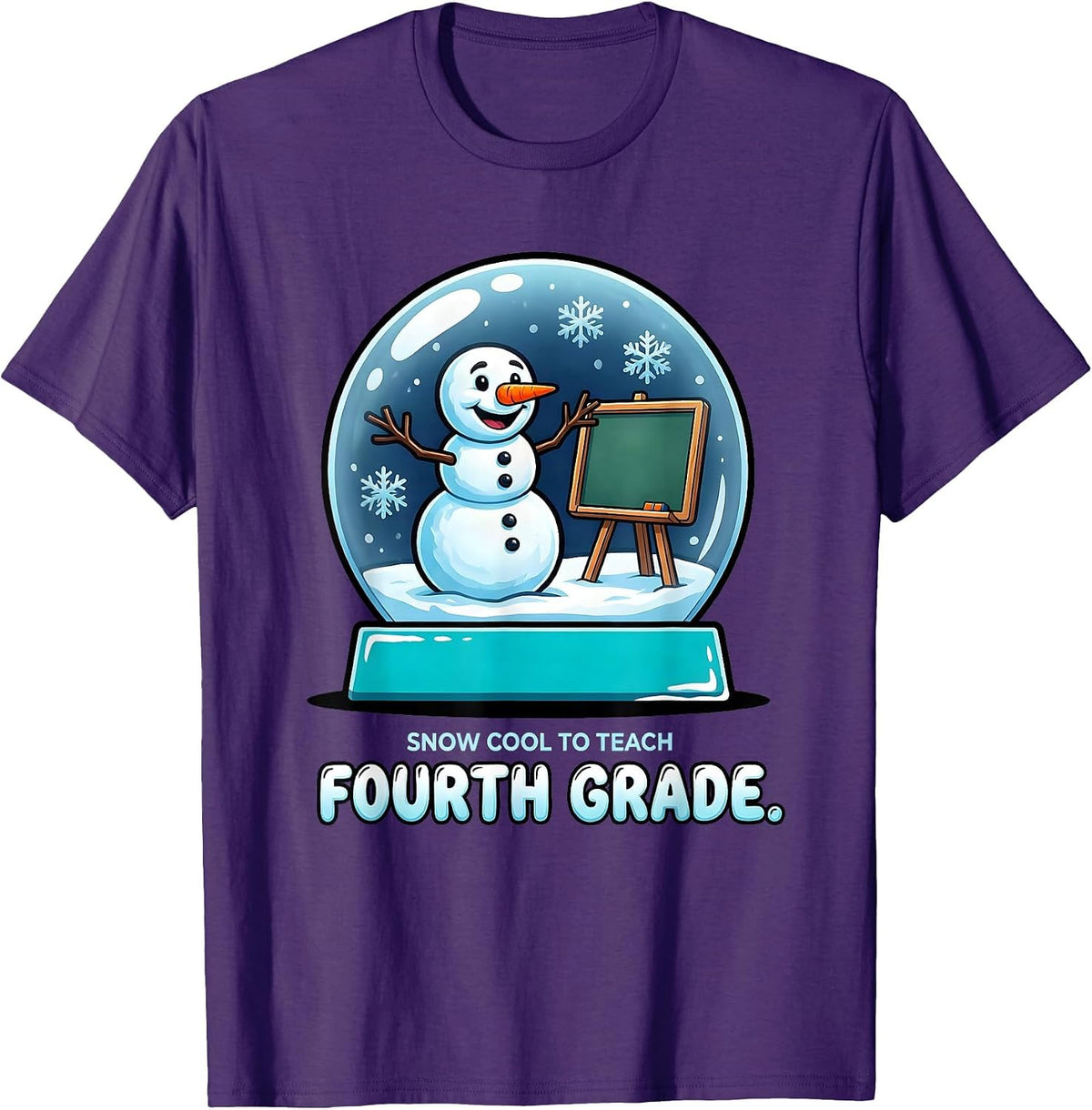 Men's Snow Cool To Teach Fourth Grade Cartoon Teacher Humor T-Shirt - Purple