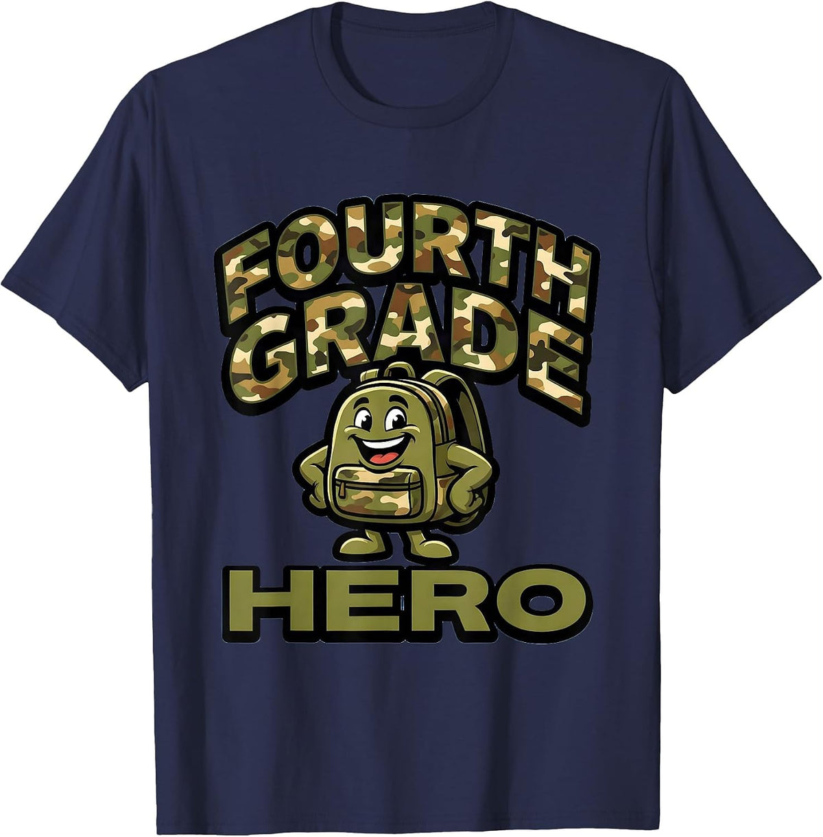 Fourth Grade Hero Camo Back To School Boys Teacher First Day T-Shirt - Navy Blue