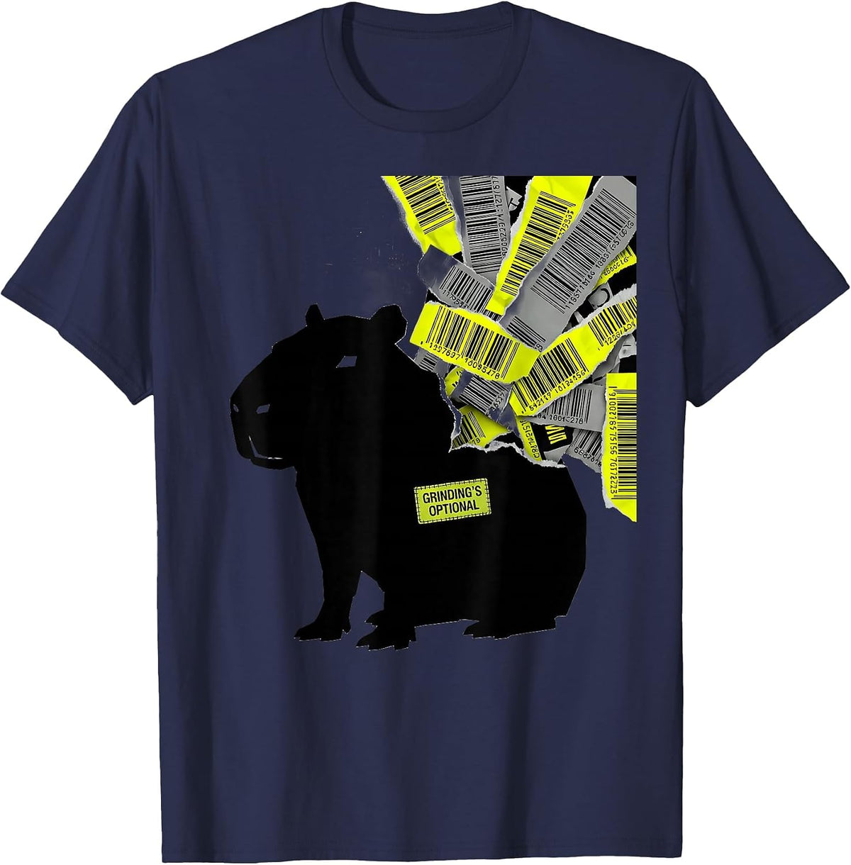 Grinding's Optional Funny Capybara Meme Gamer Humor T-Shirt - Navy Blue