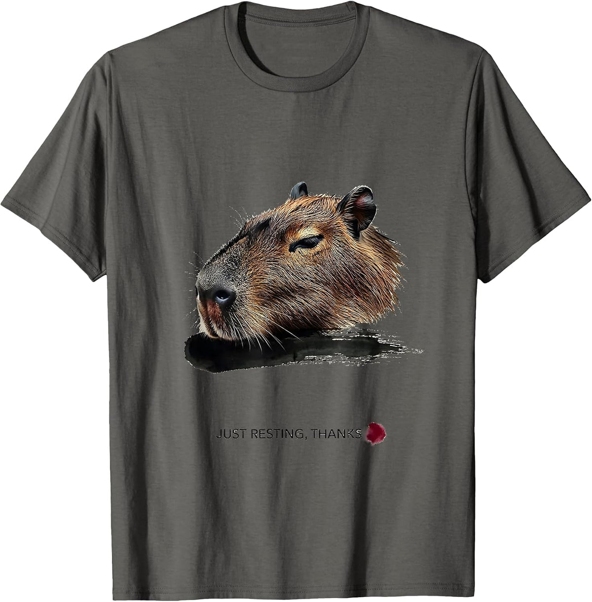 Just Resting, Thanks Cute Capybara Sleepy Humor Pajama T-Shirt - Asphalt Grey